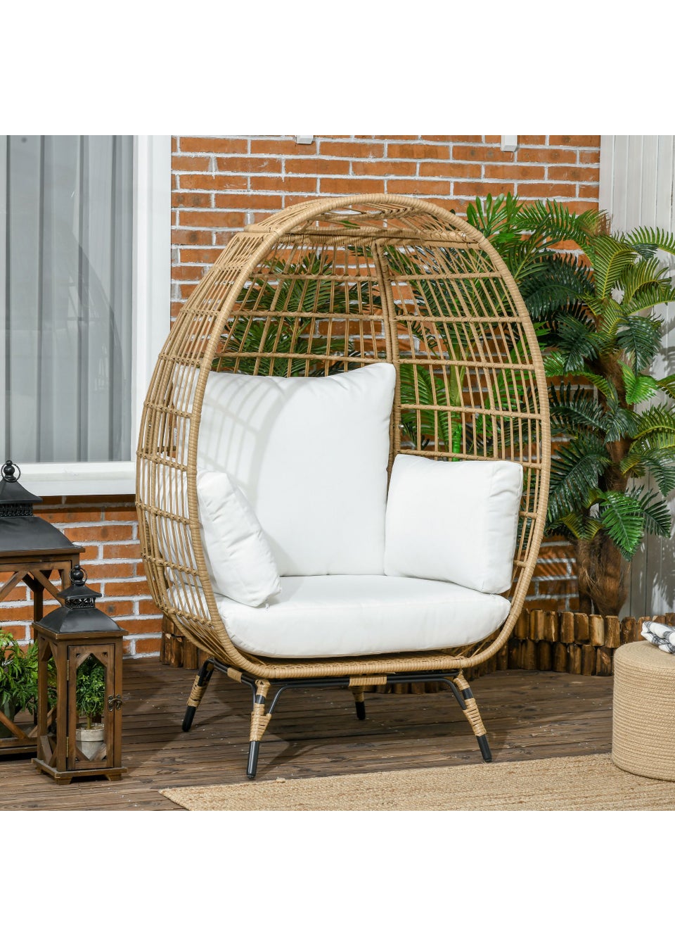 Outsunny Round PE Rattan Outdoor Egg Chair