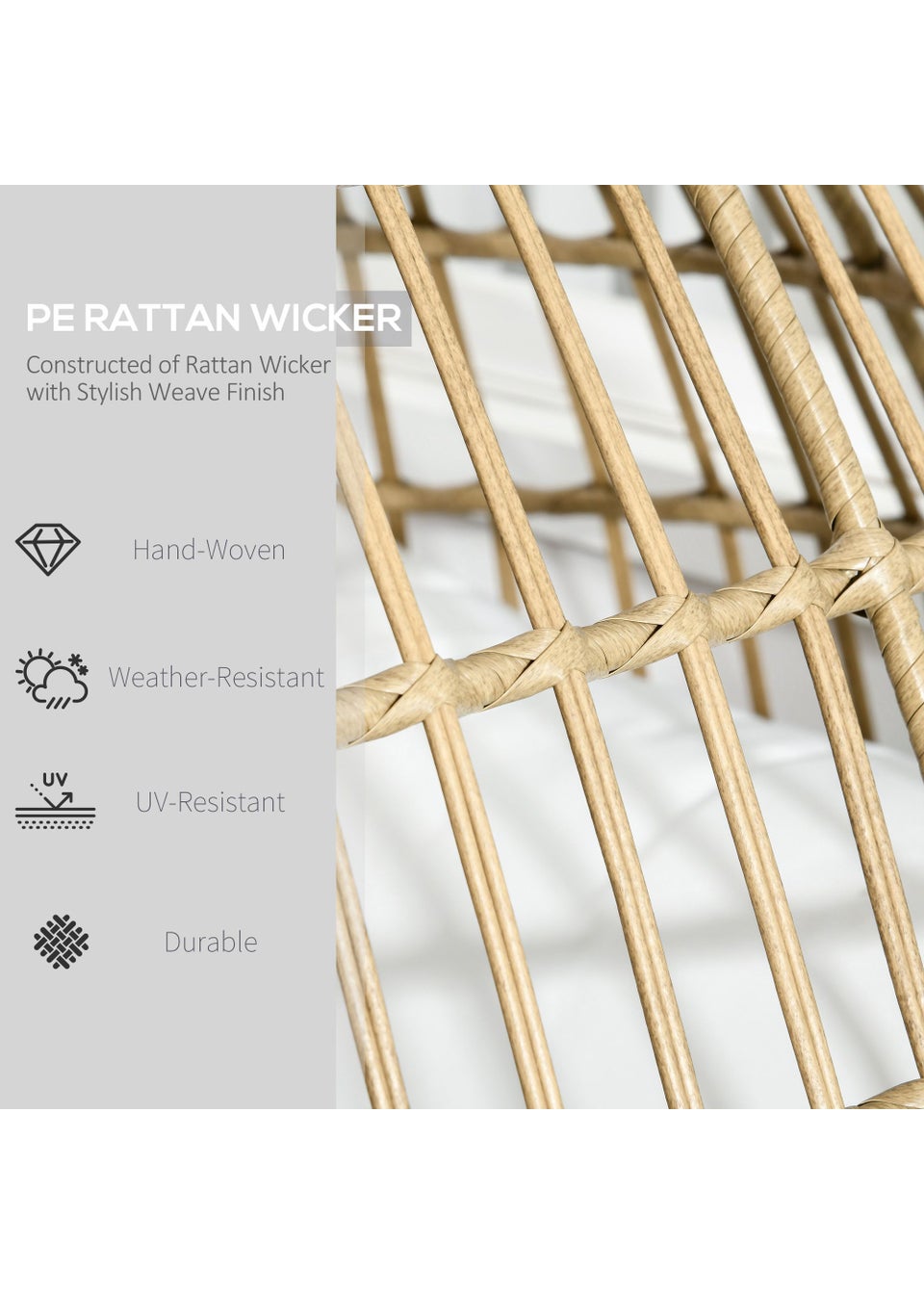 Outsunny Round PE Rattan Outdoor Egg Chair