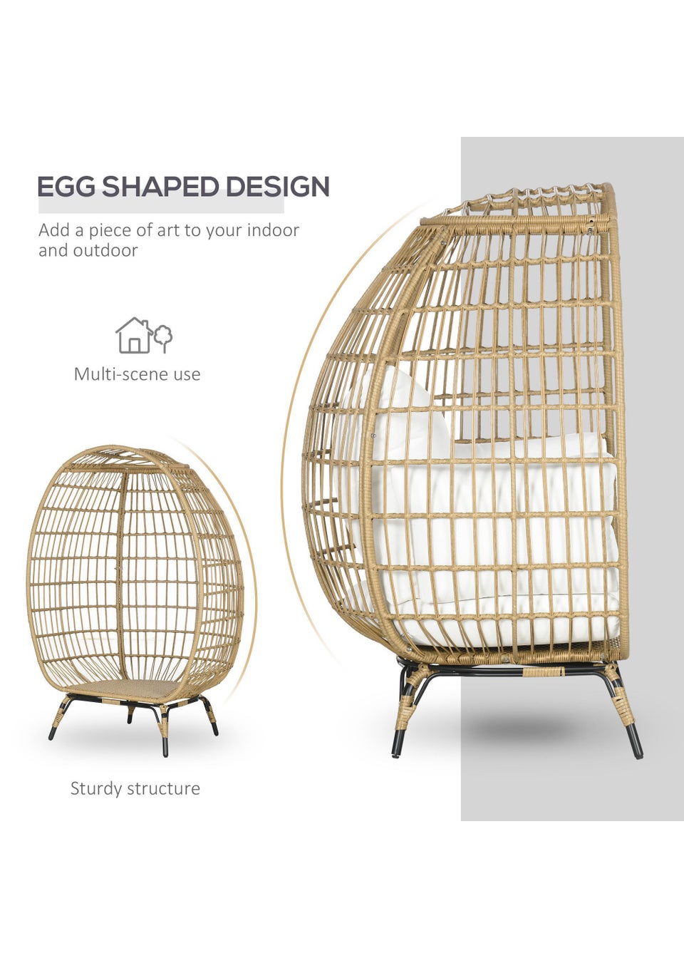 Outsunny Round PE Rattan Outdoor Egg Chair