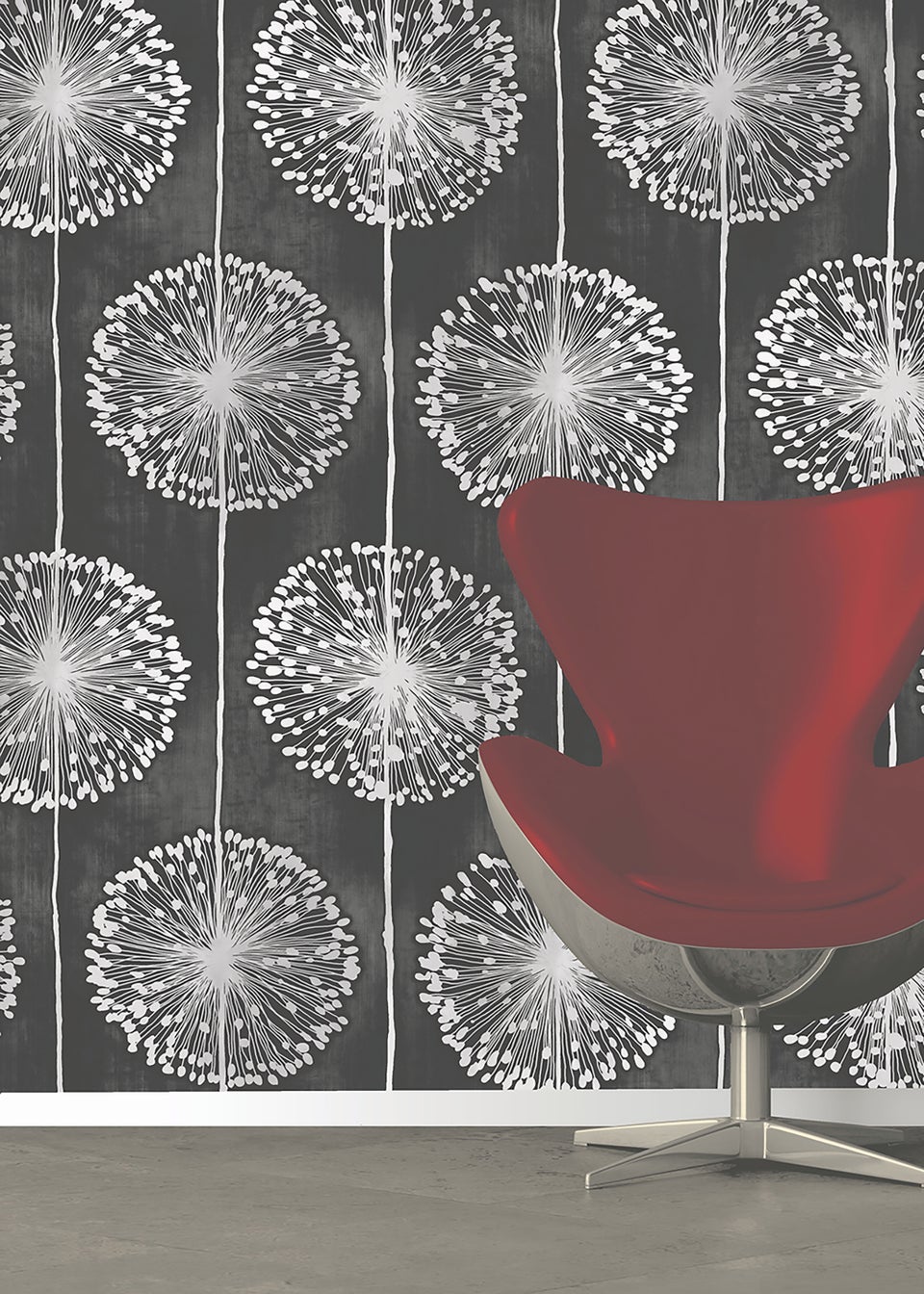 Muriva Dandelion Black Wallpaper