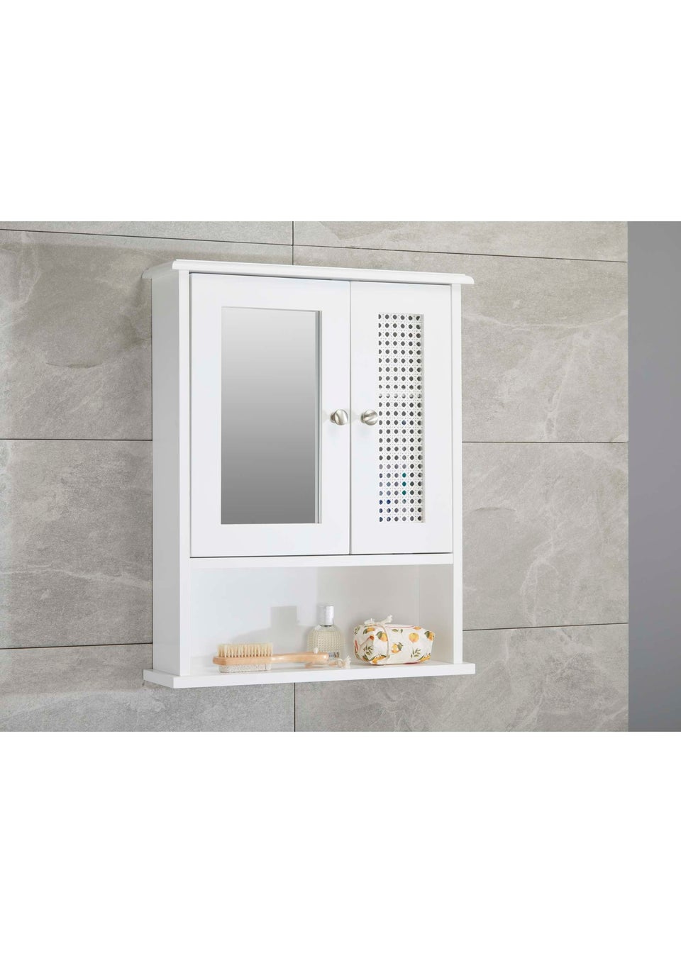 Lloyd Pascal Raffia Double Door Wall Cabinet White