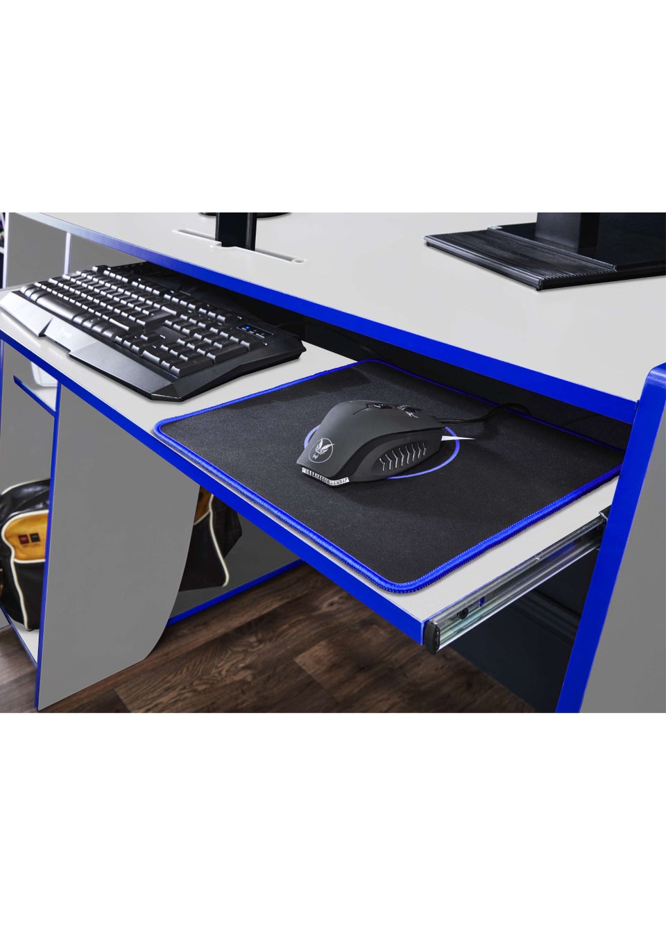 Lloyd Pascal Holywell Gaming Desk in White and Blue