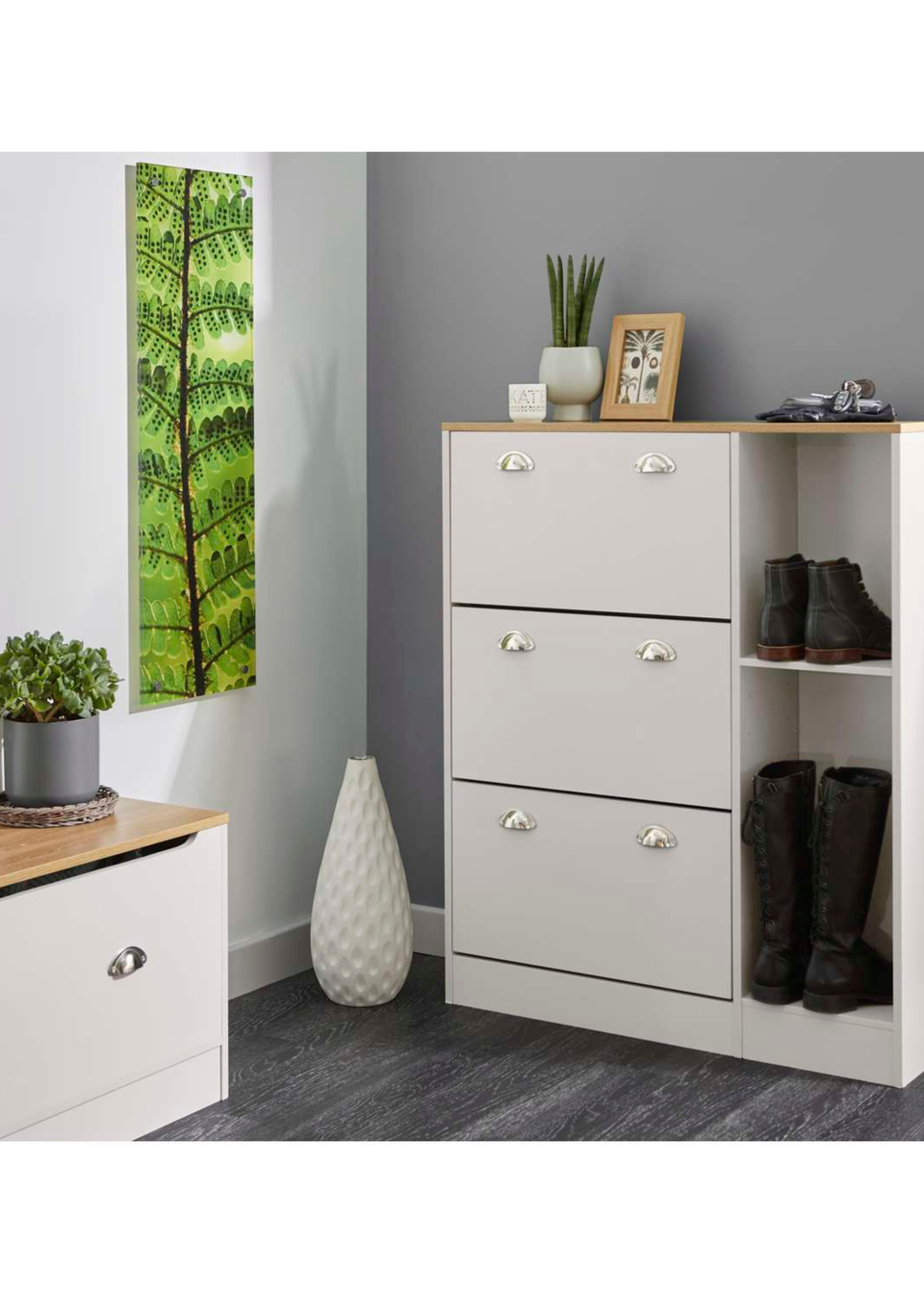 Lloyd Pascal Linwood Shoe Cabinet Cream Matalan