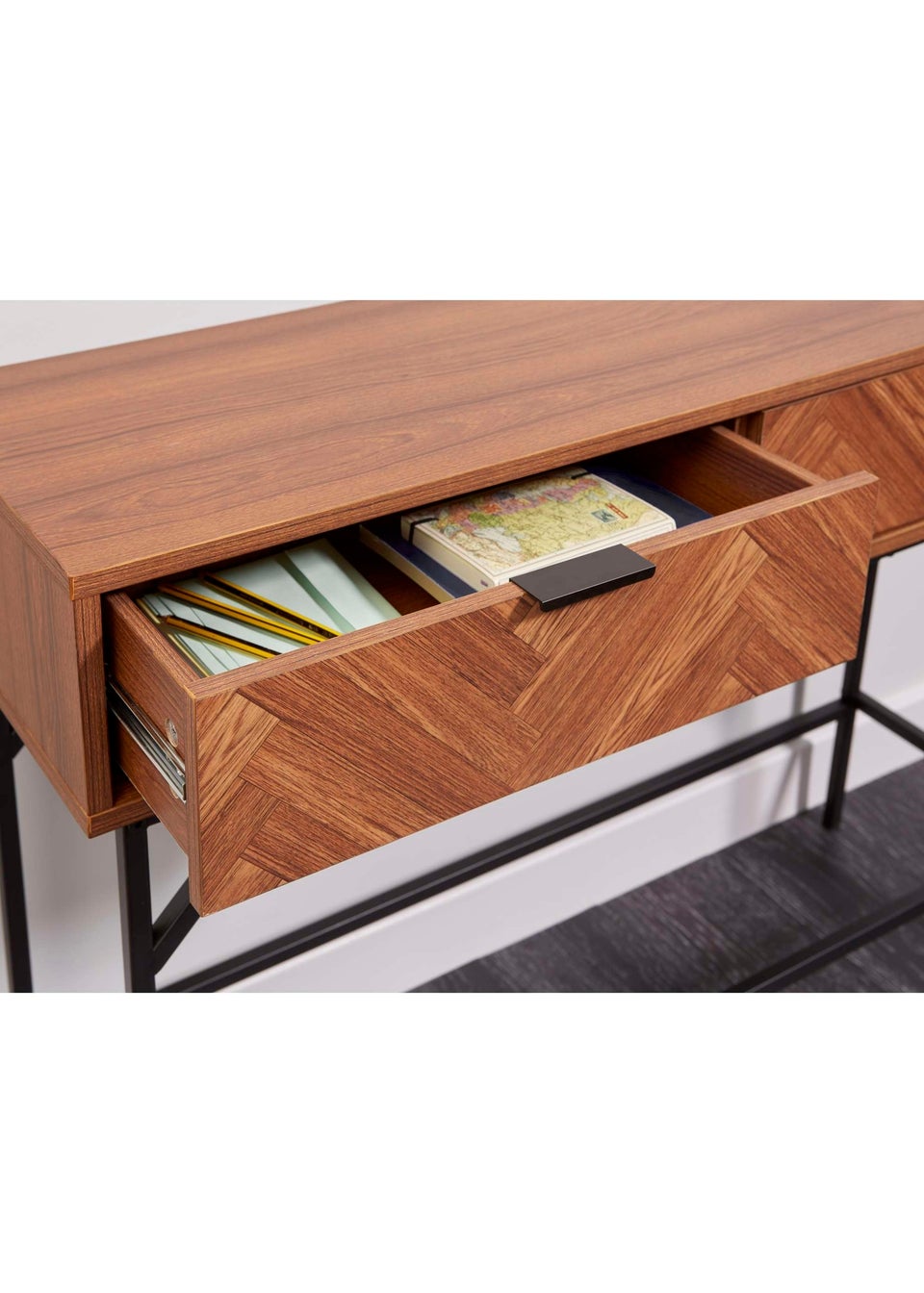 Lloyd Pascal Caprio 2 Drawer Console Table with Metal Legs (75cm x 100cm x 30cm)