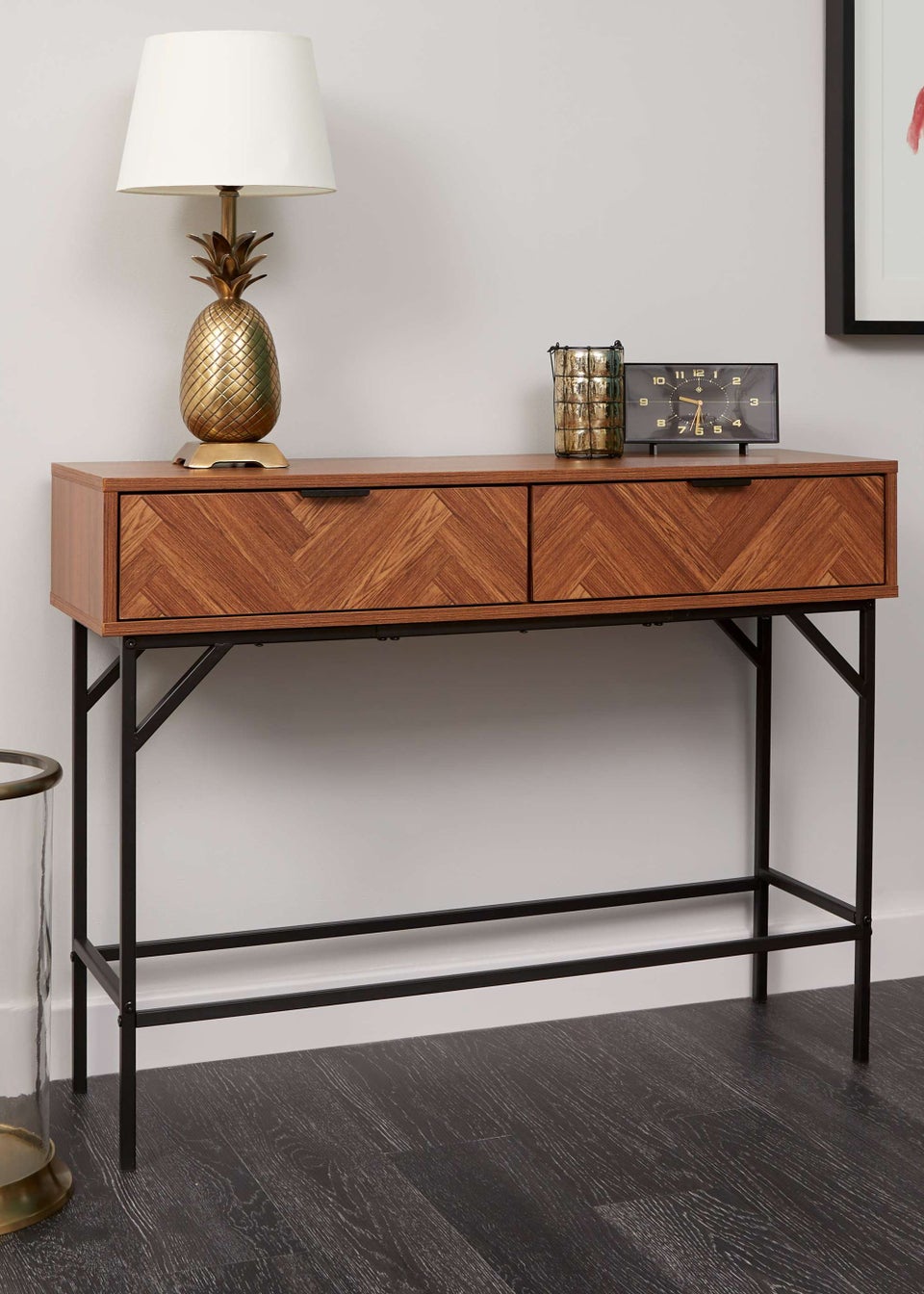 Lloyd Pascal Caprio 2 Drawer Console Table with Metal Legs