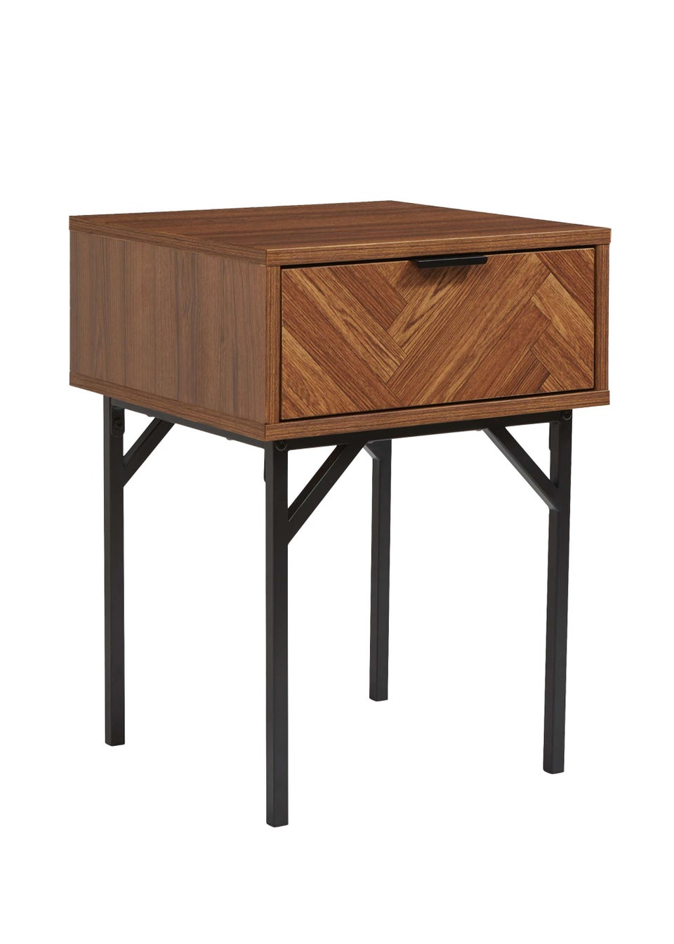 Lloyd Pascal Caprio 1 Drawer Bedside Table with Metal Legs (55cm x 40cm x 40cm)