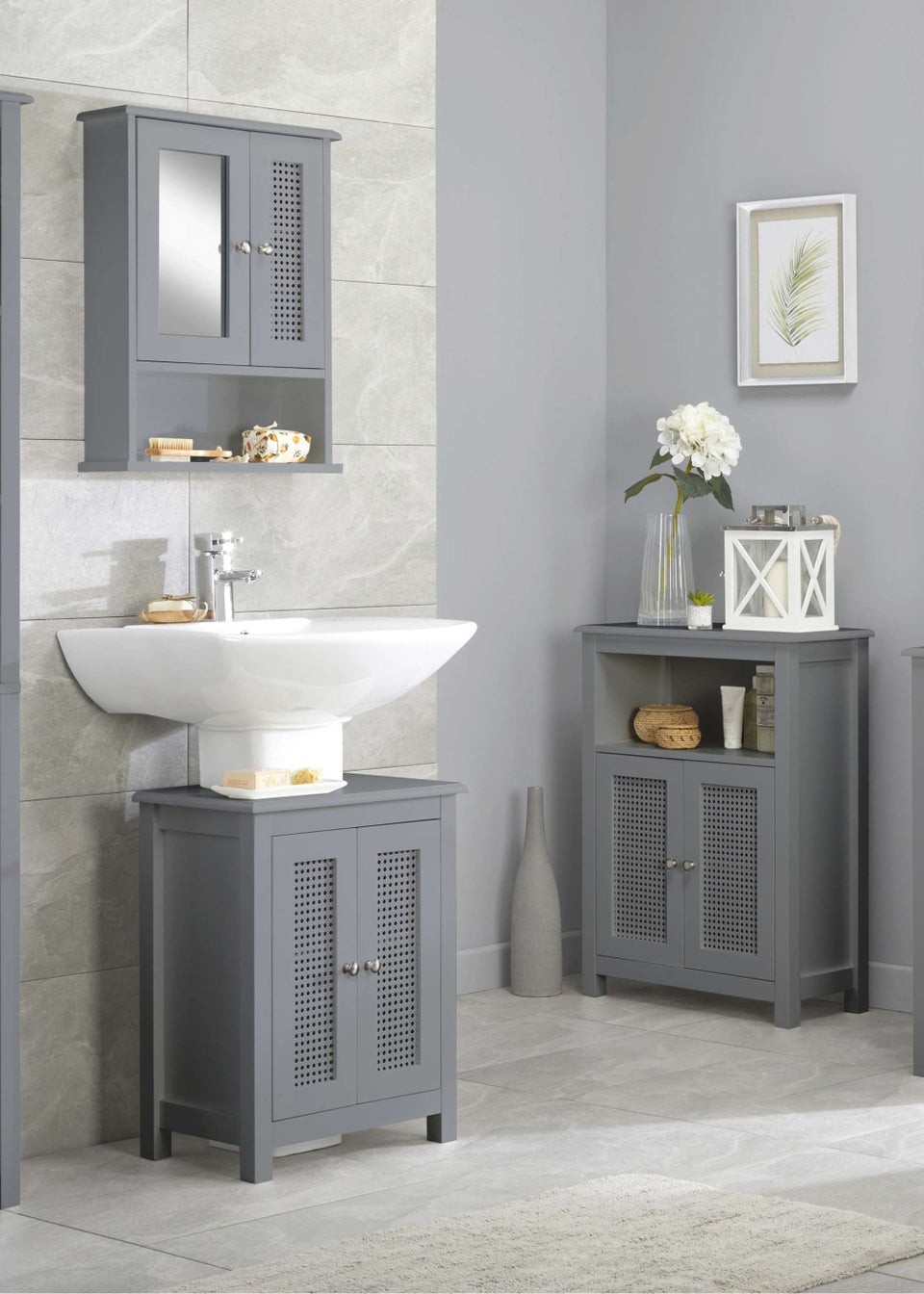 Lloyd Pascal Raffia Under Basin Sink Cabinet Grey