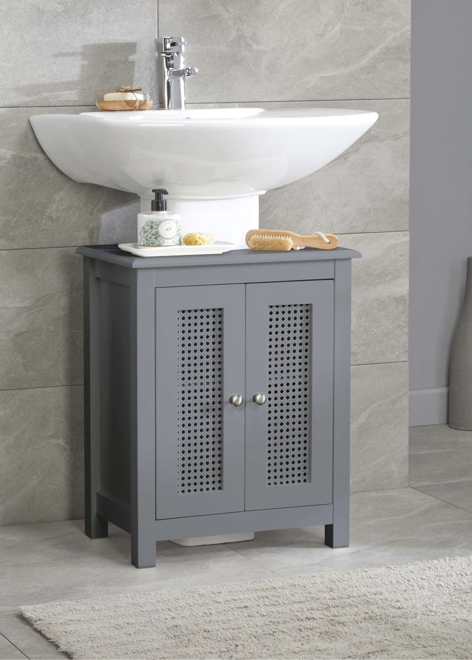 Lloyd Pascal Raffia Under Basin Sink Cabinet Grey