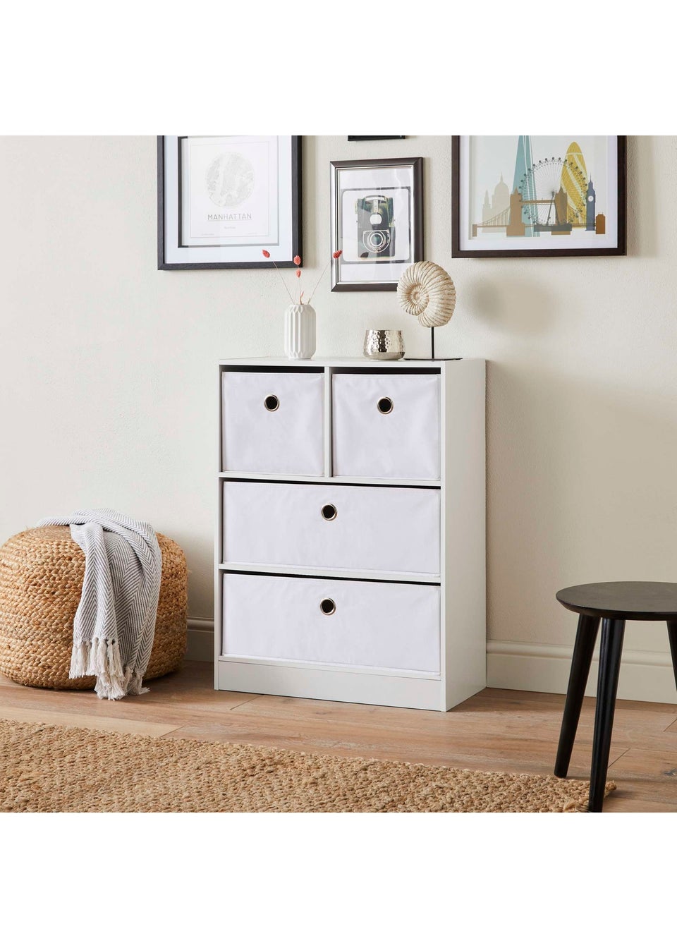 Lloyd Pascal Jazz 2+2 Storage Unit White (83cm x 63cm x 30cm)