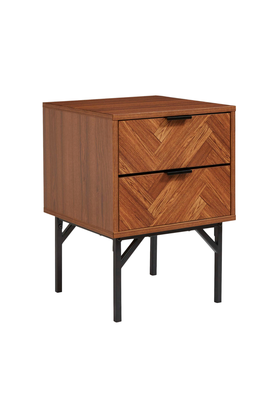 Lloyd Pascal Caprio 2 Drawer Bedside Table with Metal Legs (55cm x 44cm x 40cm)
