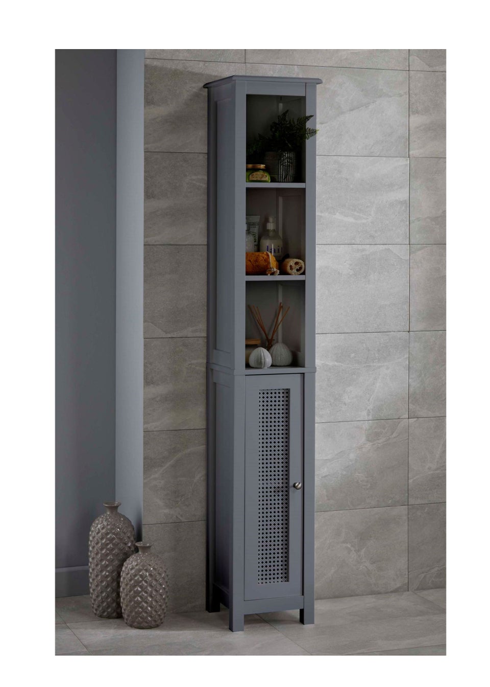 Lloyd Pascal Raffia Tallboy Grey