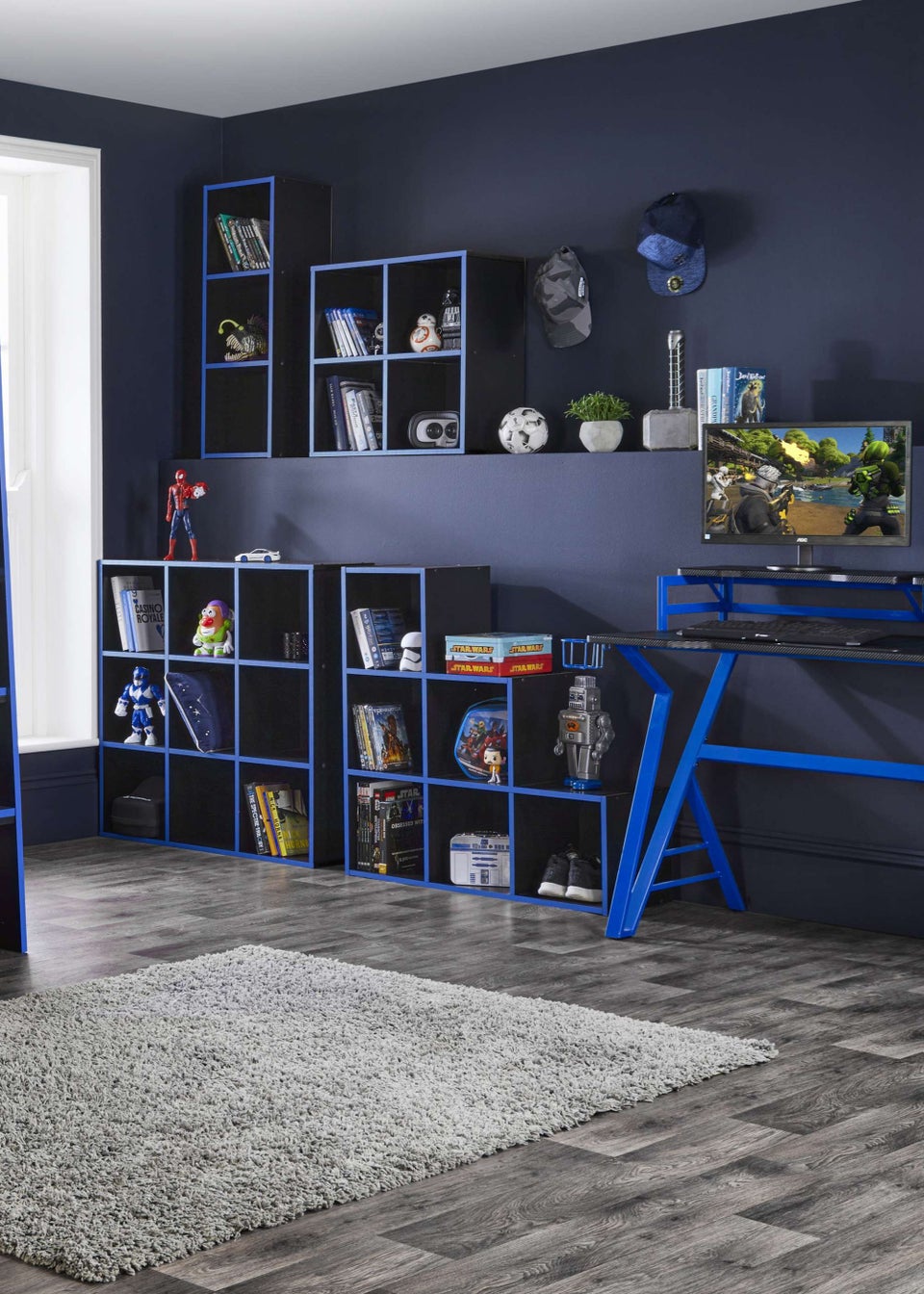 Lloyd Pascal 6 Stepped Cube Storage Unit in Black and Blue