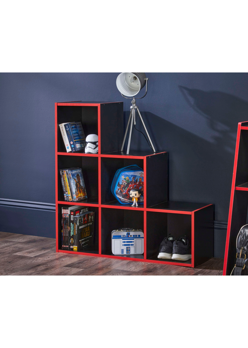 Lloyd Pascal 6 Stepped Cube Storage Unit in Black and Red