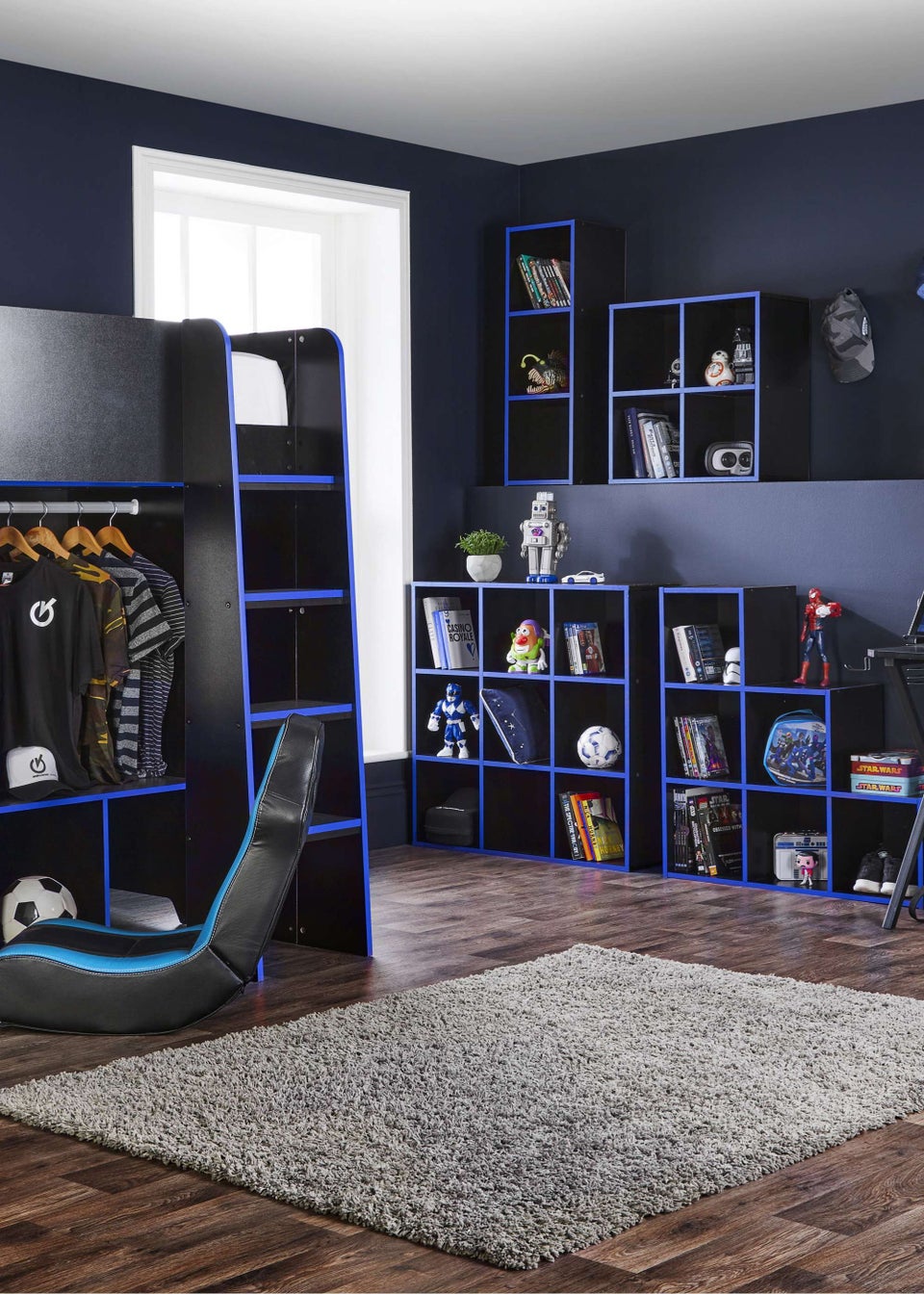 Lloyd Pascal 9 Cube Storage Unit in Black and Blue
