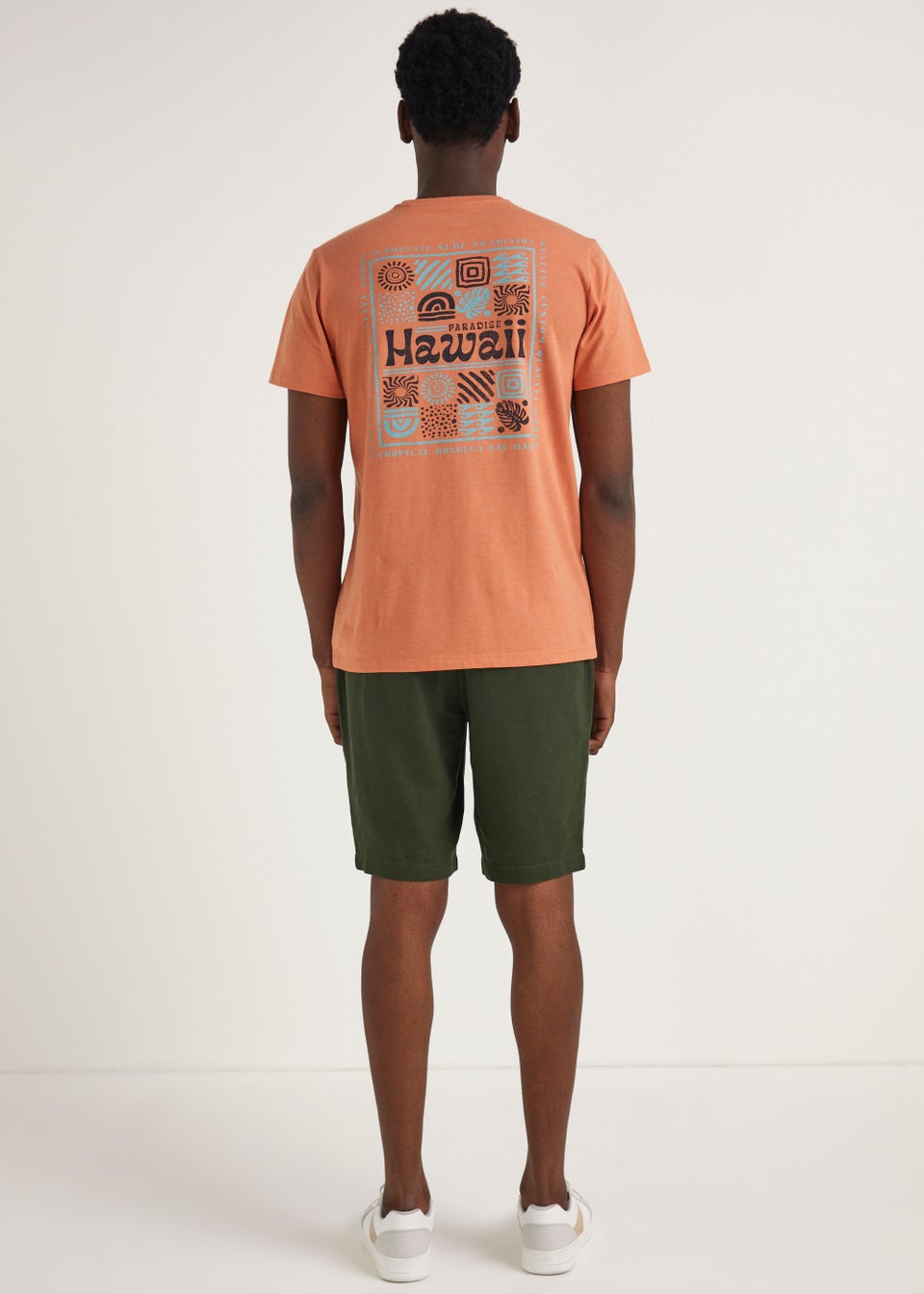 Green Linen Blend Shorts