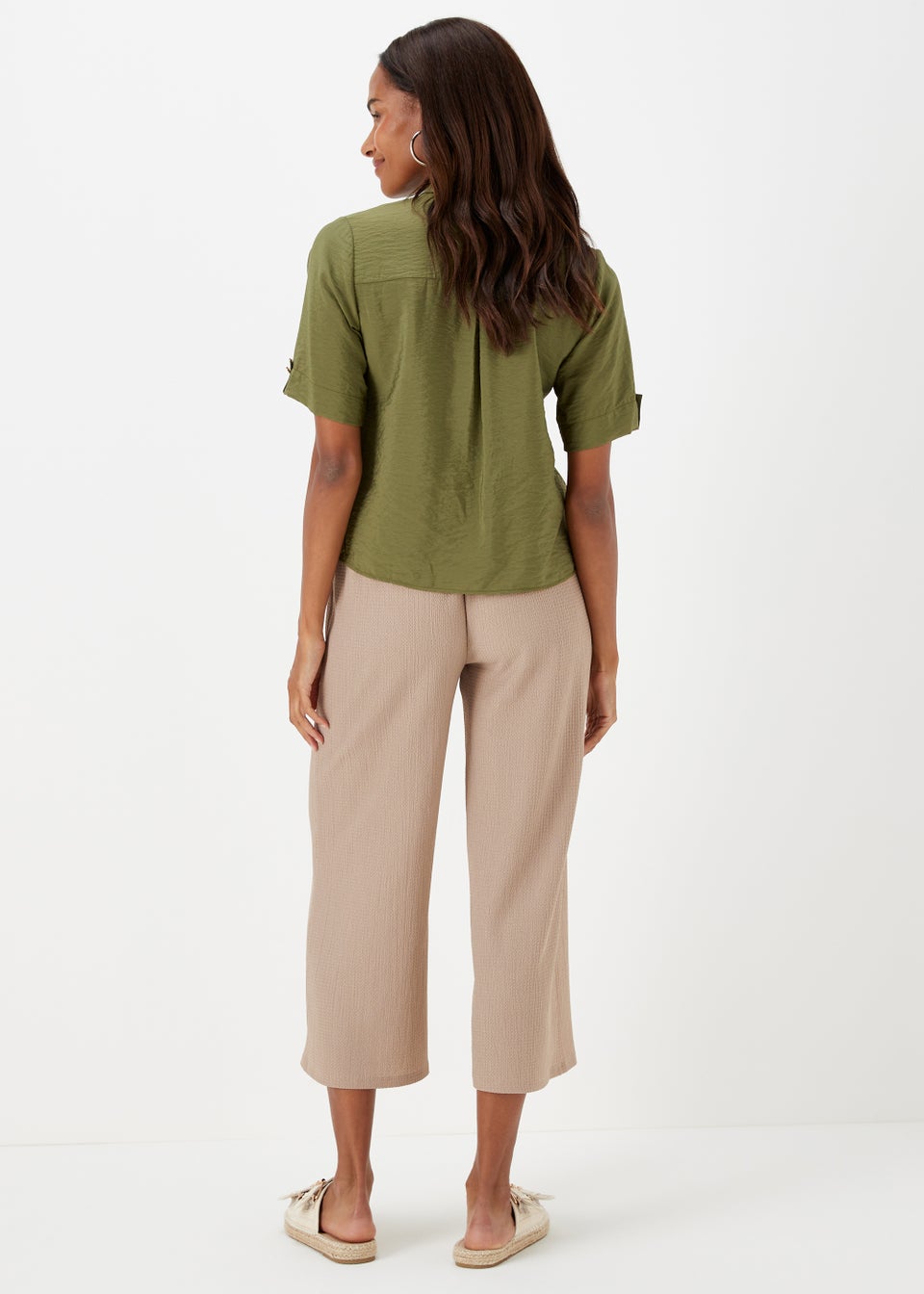 Beige Cropped Trousers