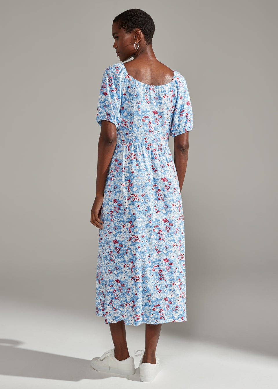 Grey blue floral dress sale