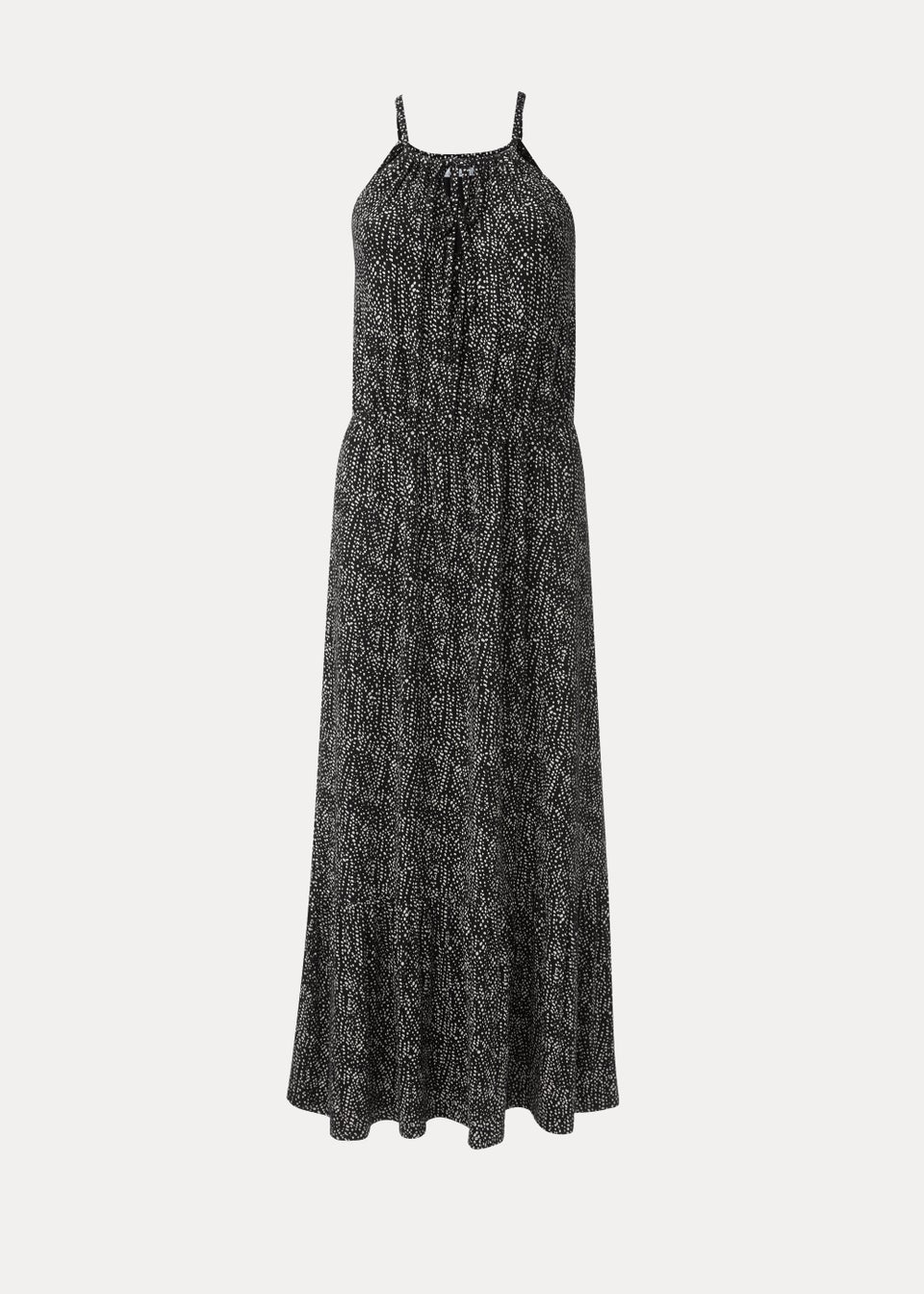Black Dot Print Halter Neck Midi Dress - Matalan