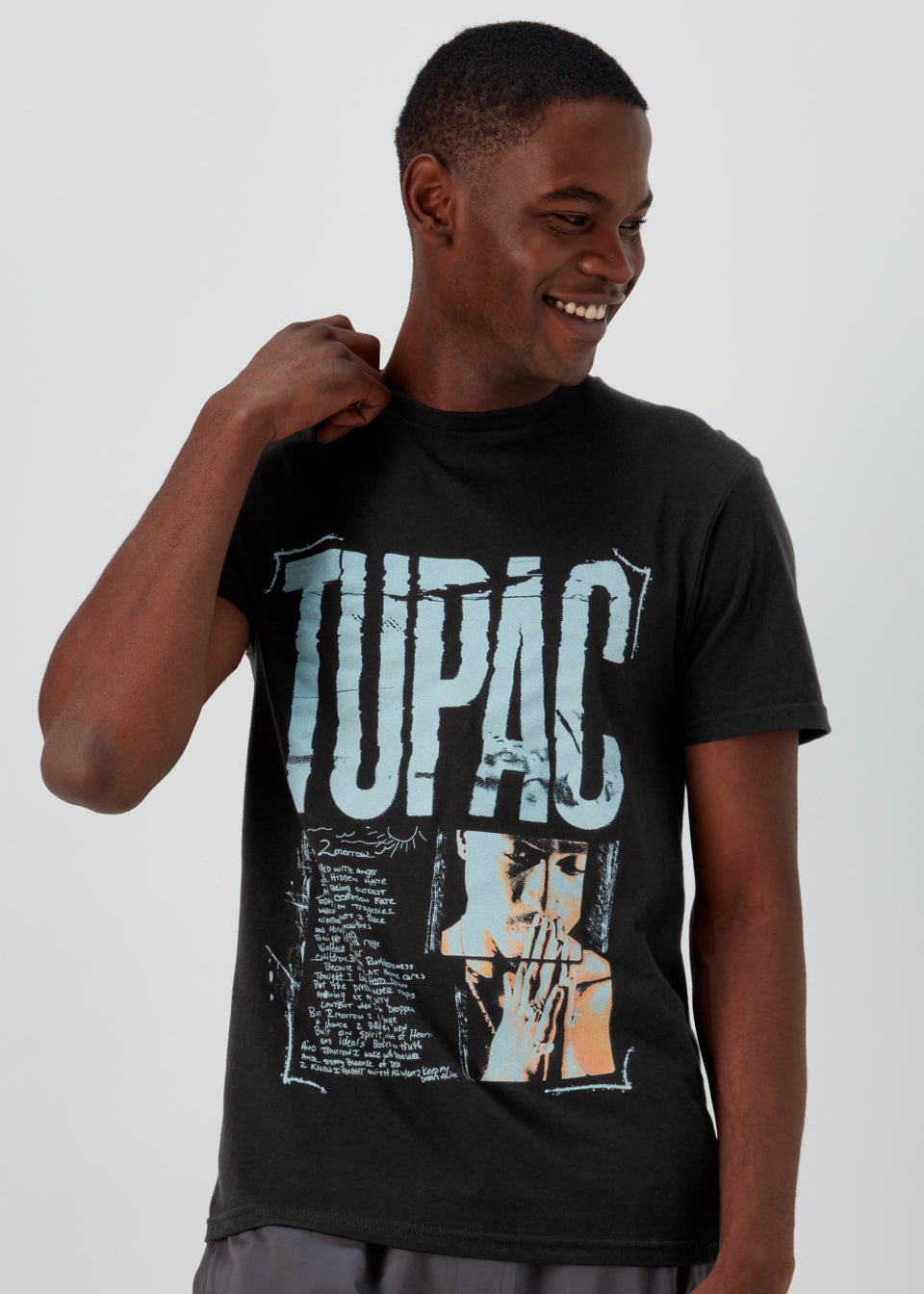 Black Tupac Print T-Shirt