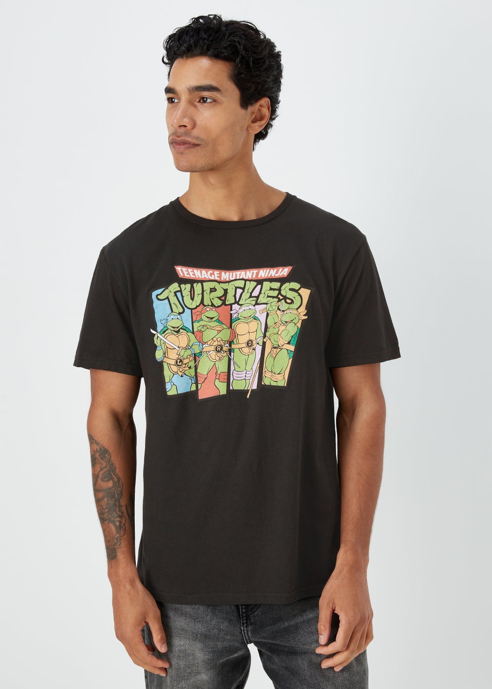 Mens Black Teenage Mutant Ninja Turtles Print T-Shirt