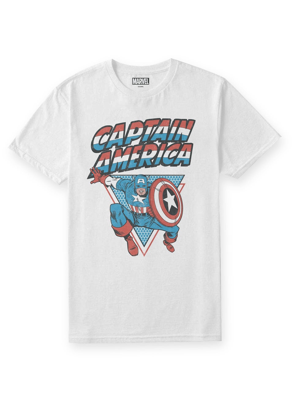 White Captain America Print T-Shirt