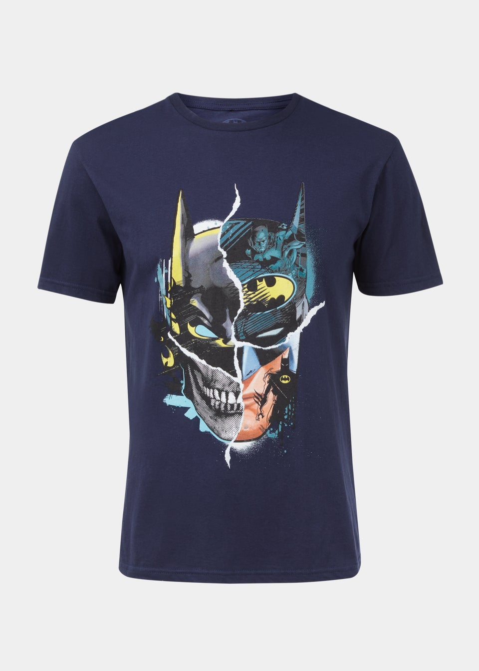 Navy Batman Mask Print T-Shirt