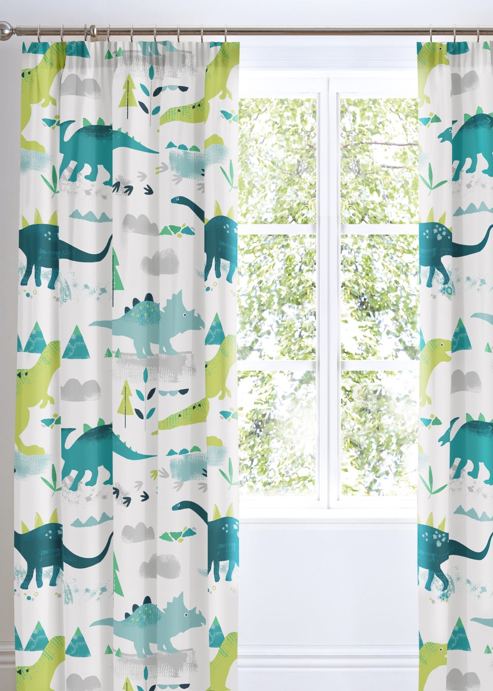 Bedlam Dino Glow in the Dark Multi Pencil Pleat Curtains