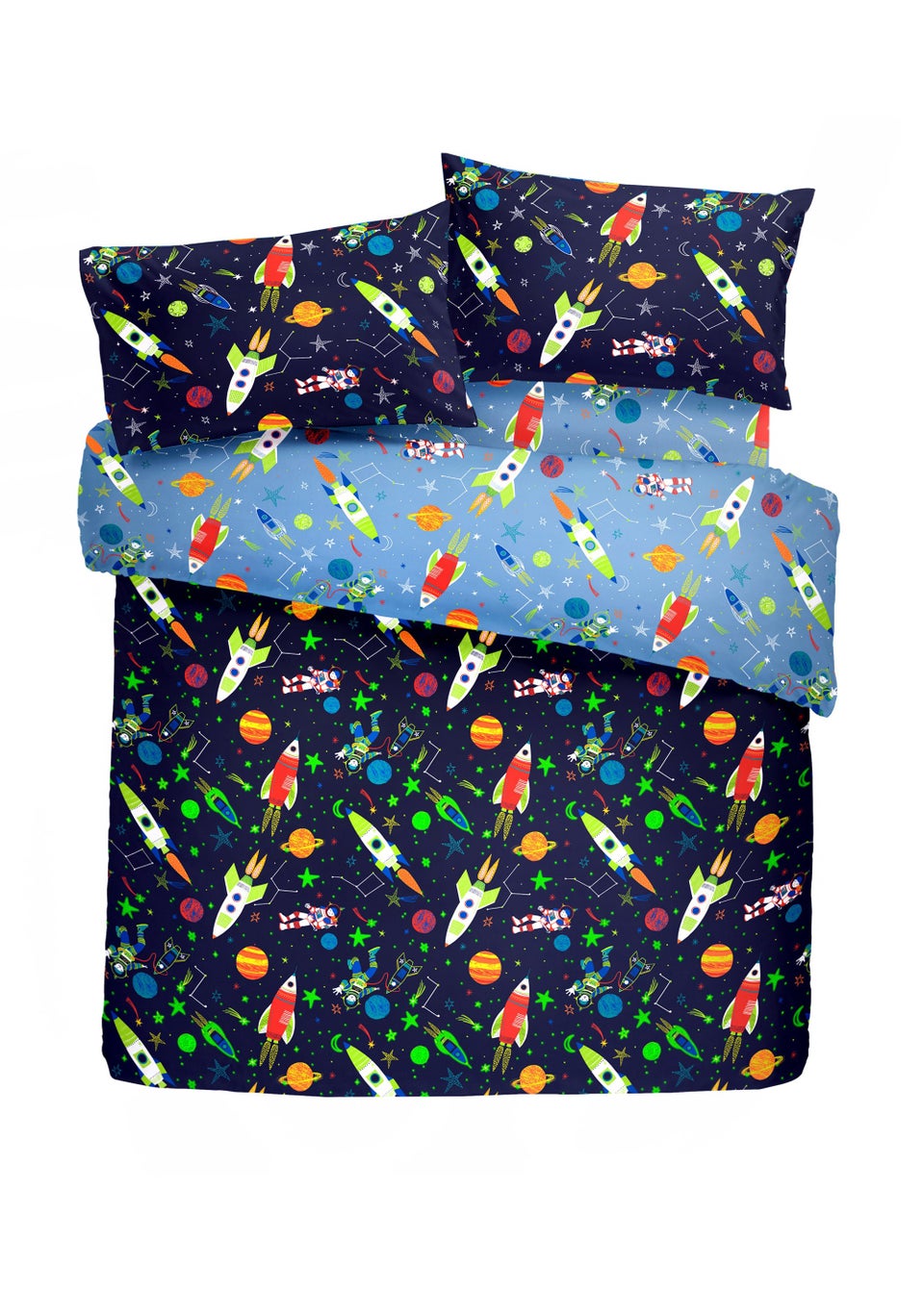 Bedlam Supersonic Glow in the Dark Blue Duvet Cover Set