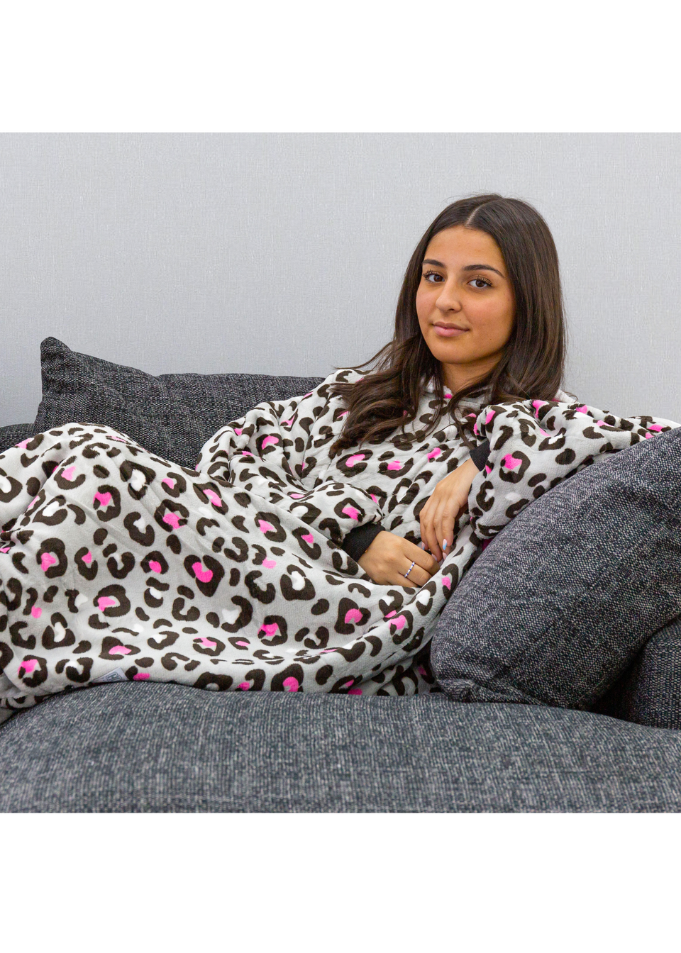 HUGZEE Neon Leopard Wearable Fleece Matalan