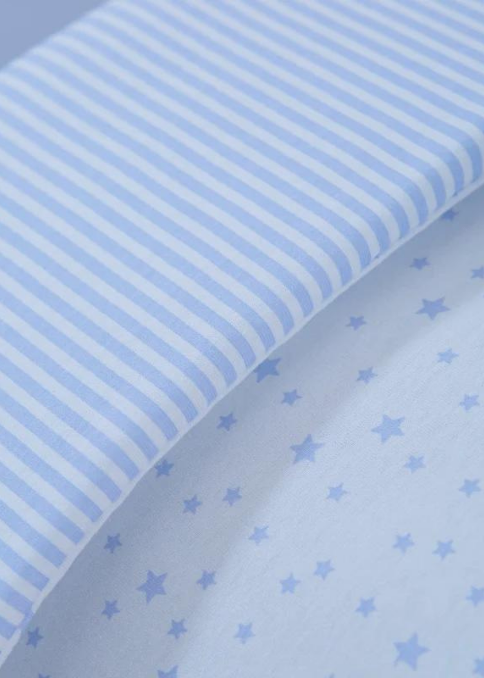Clair de Lune Blue Stars & Stripes Cot Bed Quilt & Bumper Bedding Set