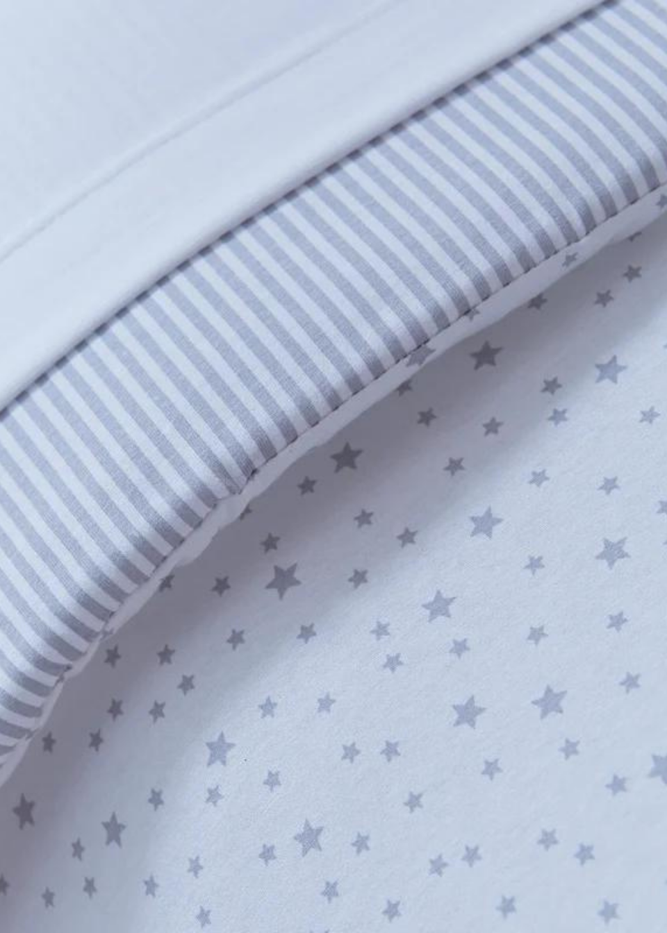 Clair de Lune Grey Stars & Stripes Cot Bed Quilt & Bumper Bedding Set