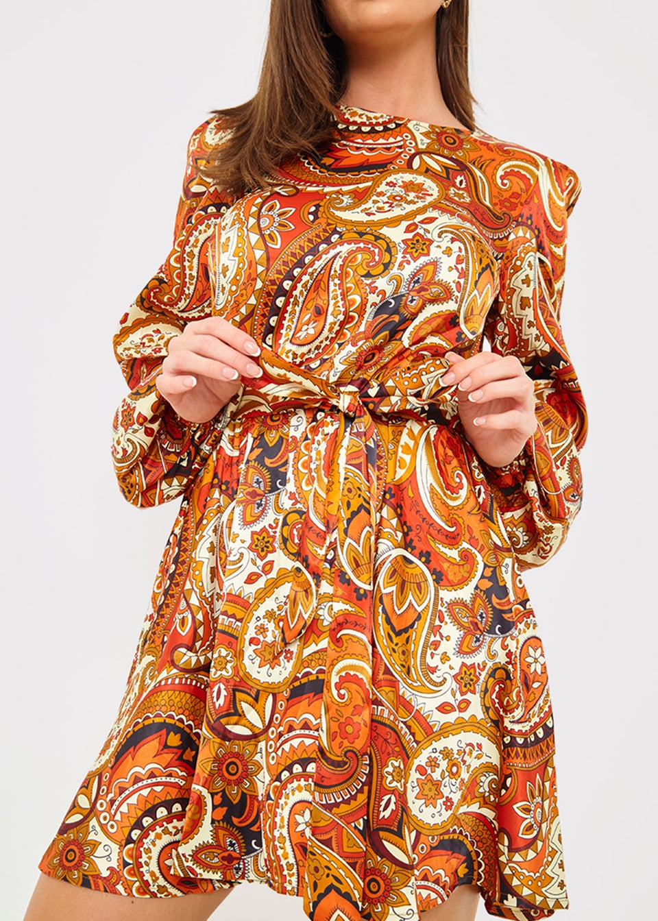 Orange top paisley dress