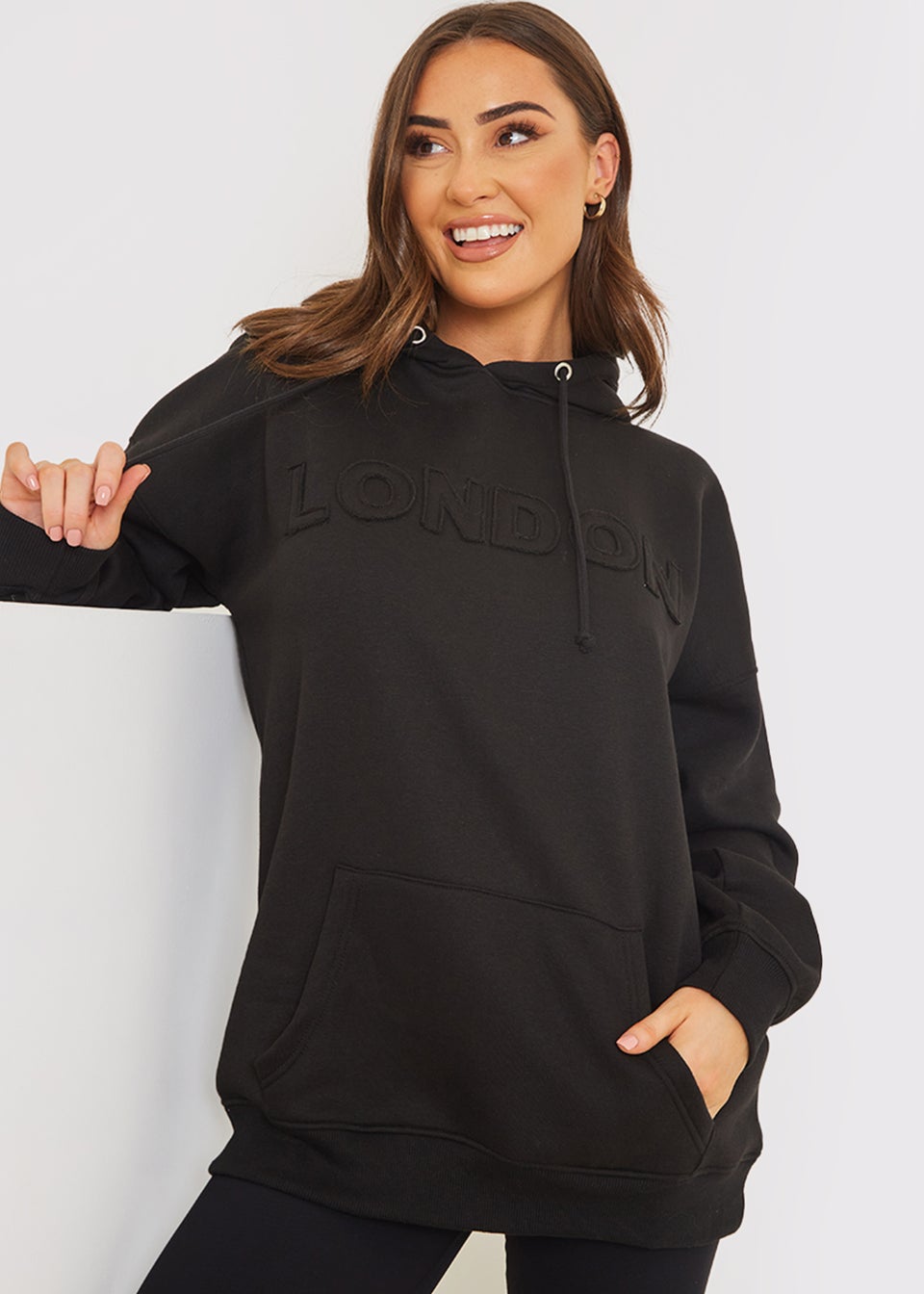 In the Style Jac Jossa Black Embroidered Hoodie - Matalan