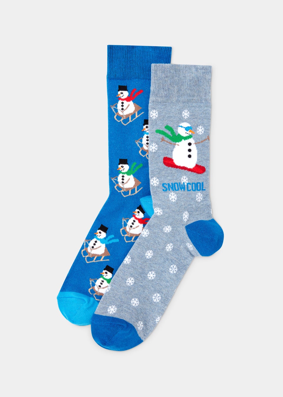 thumbnail interactive-video image 1 of 2 Pairs Boys' Fluffy Socks – Snowman & Stars Designs, Warm & Cozy For Kids 1 of 5