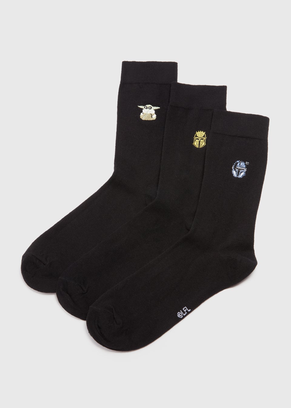 3 Pack Black Star Wars Embroidered Socks