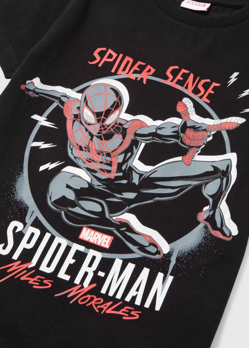 Kids Black Spider-Man Miles Morales Print T-Shirt (4-12yrs)