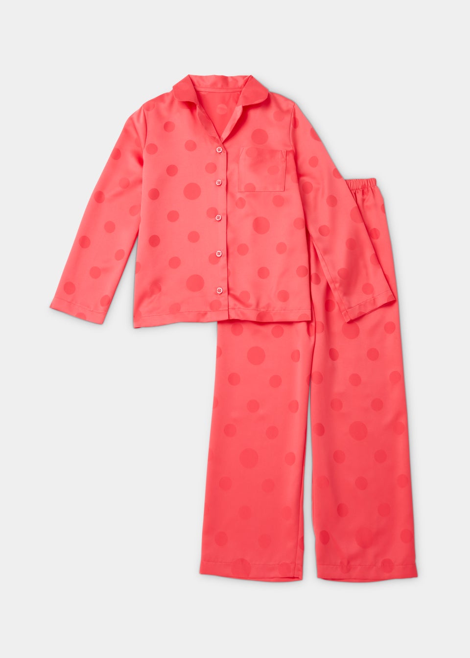 Girls Red Satin Spot Print Pyjamas (4-12yrs)