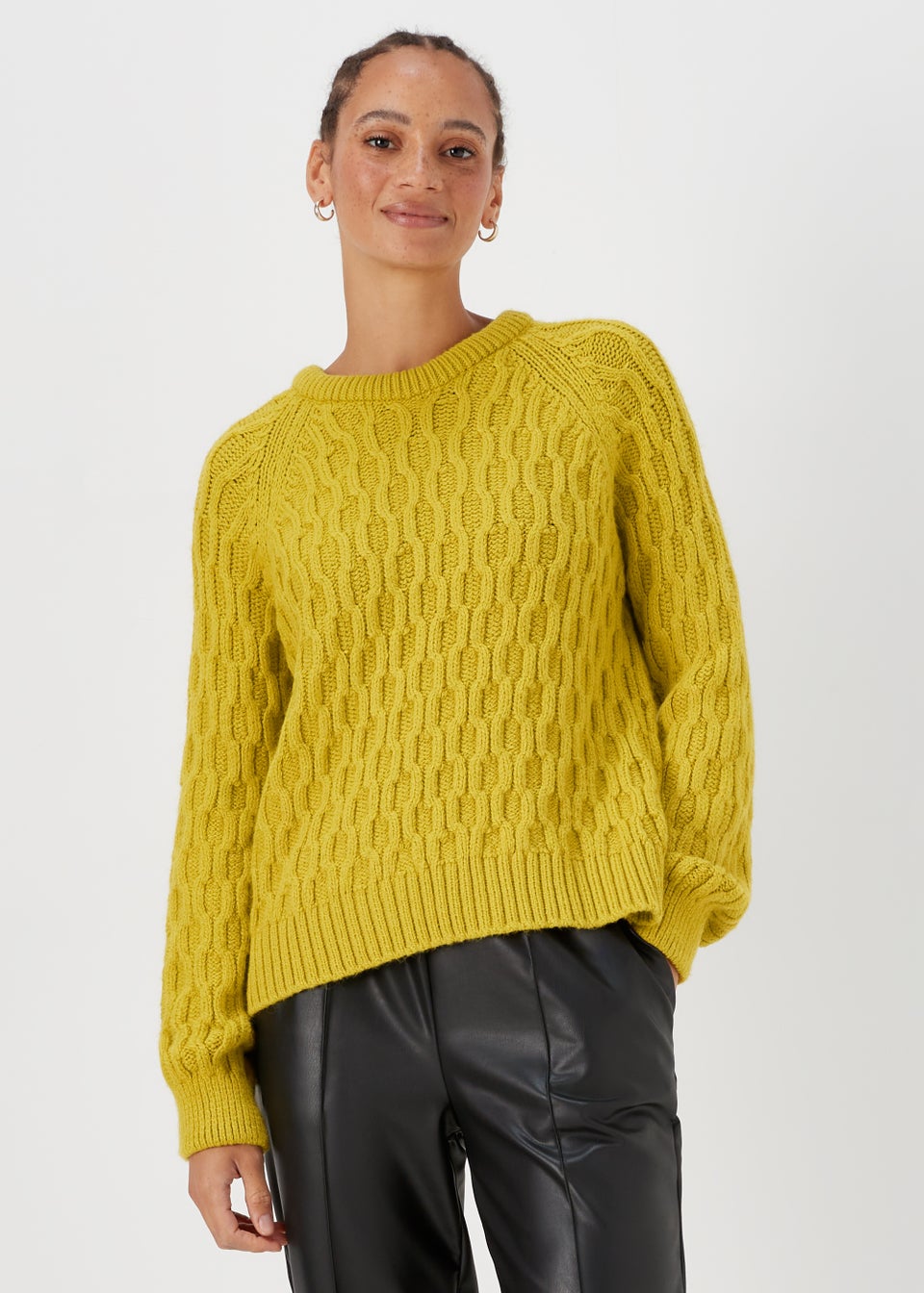 Lime Honeycomb Cable Knit Jumper - Matalan