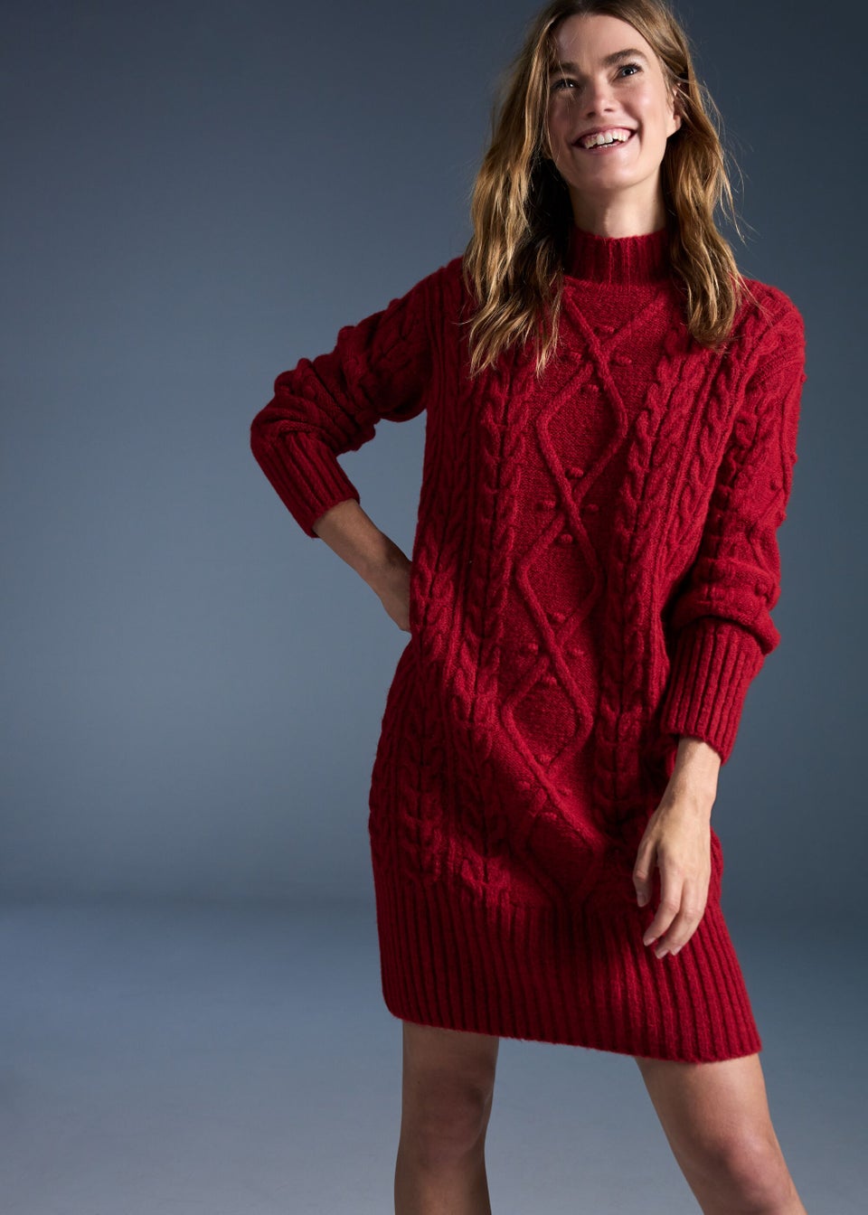 Red Cable Knit Dress