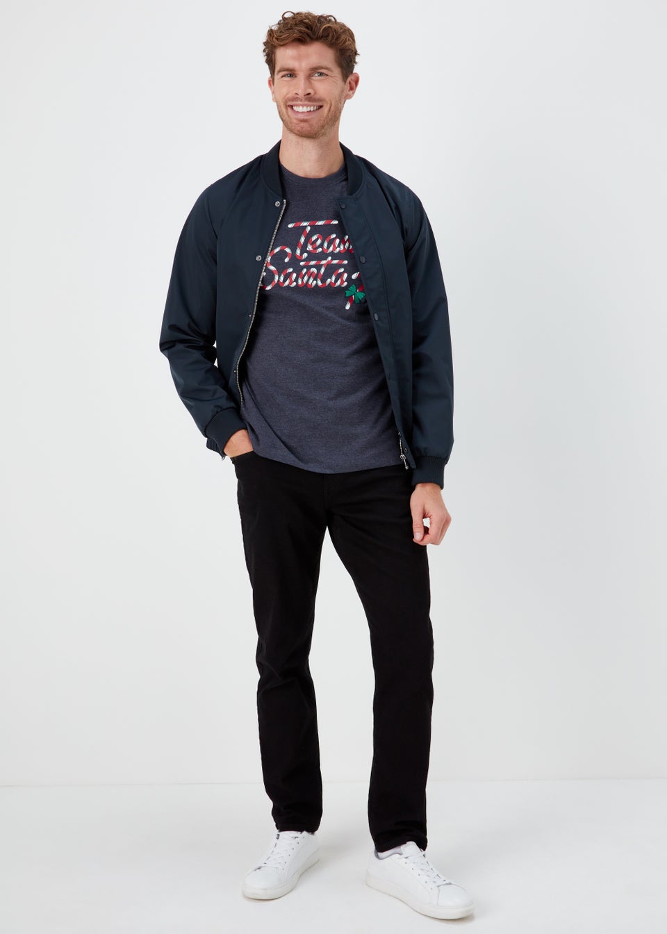 Navy Team Santa Candy Cane T-Shirt