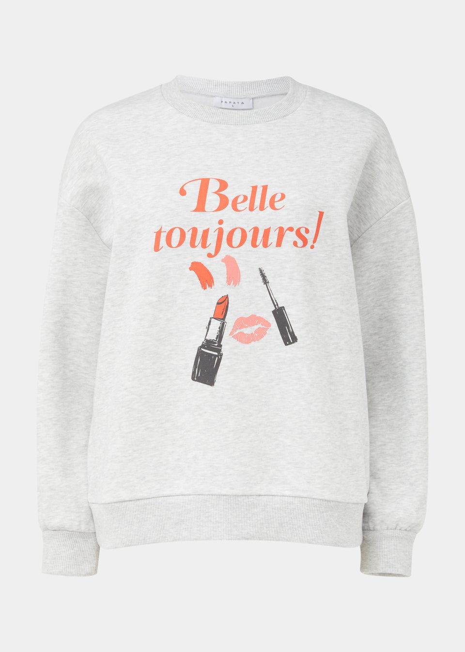 Grey Lipstick Print Sweatshirt