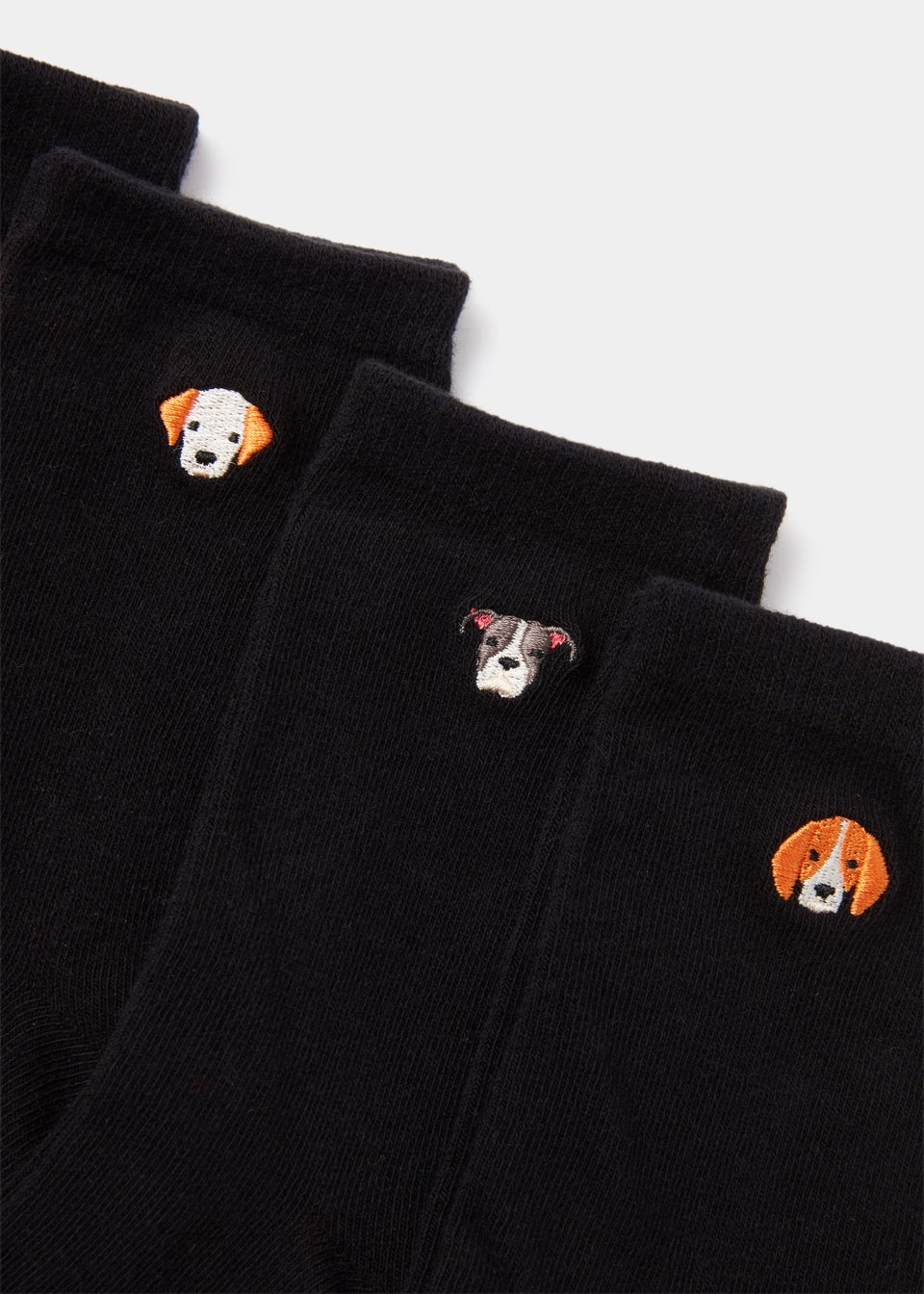 5 Pack Black Dog Embroidered Socks