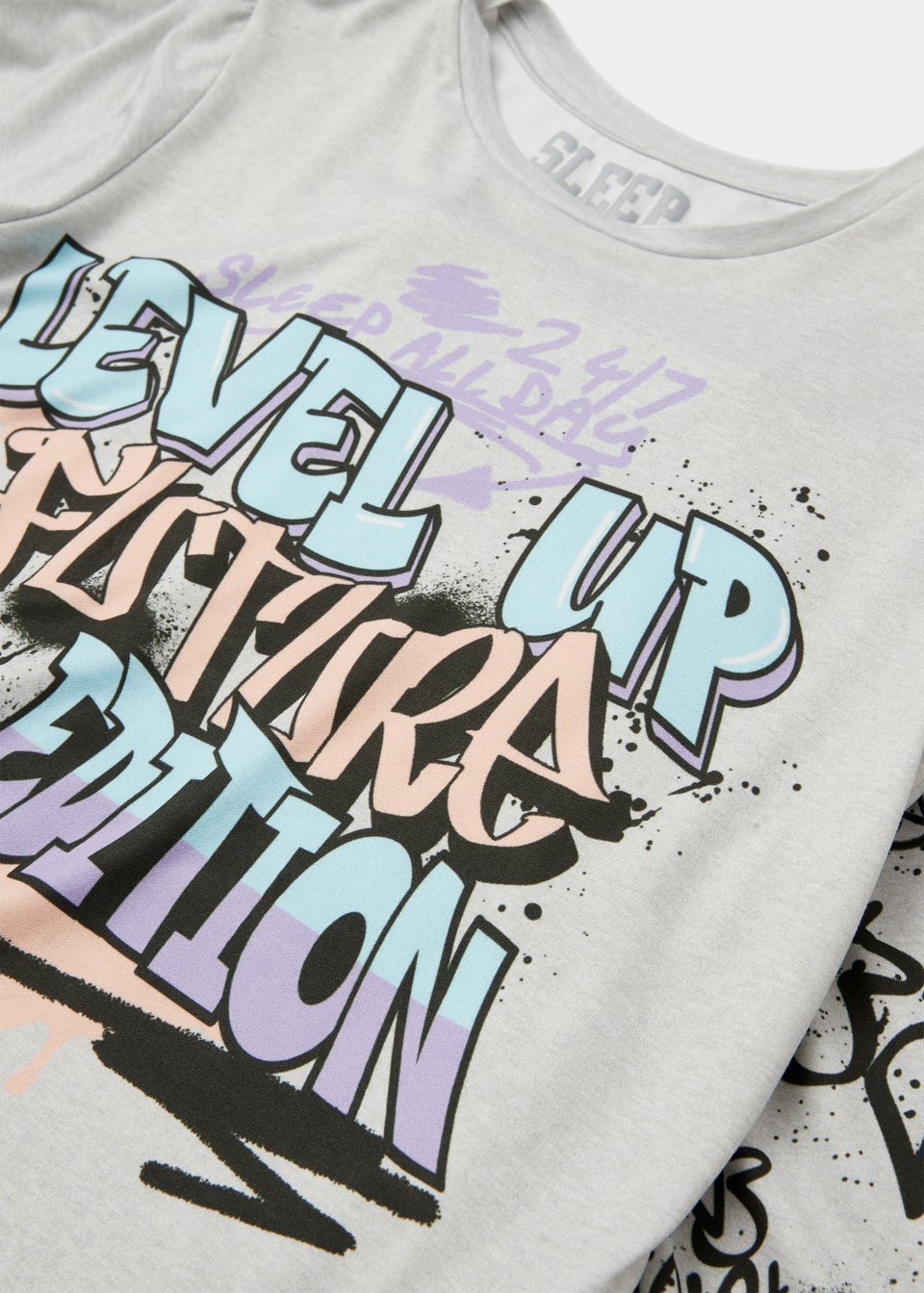 Boys Grey Graffiti Level Up Short Pyjama Set (4-13yrs)