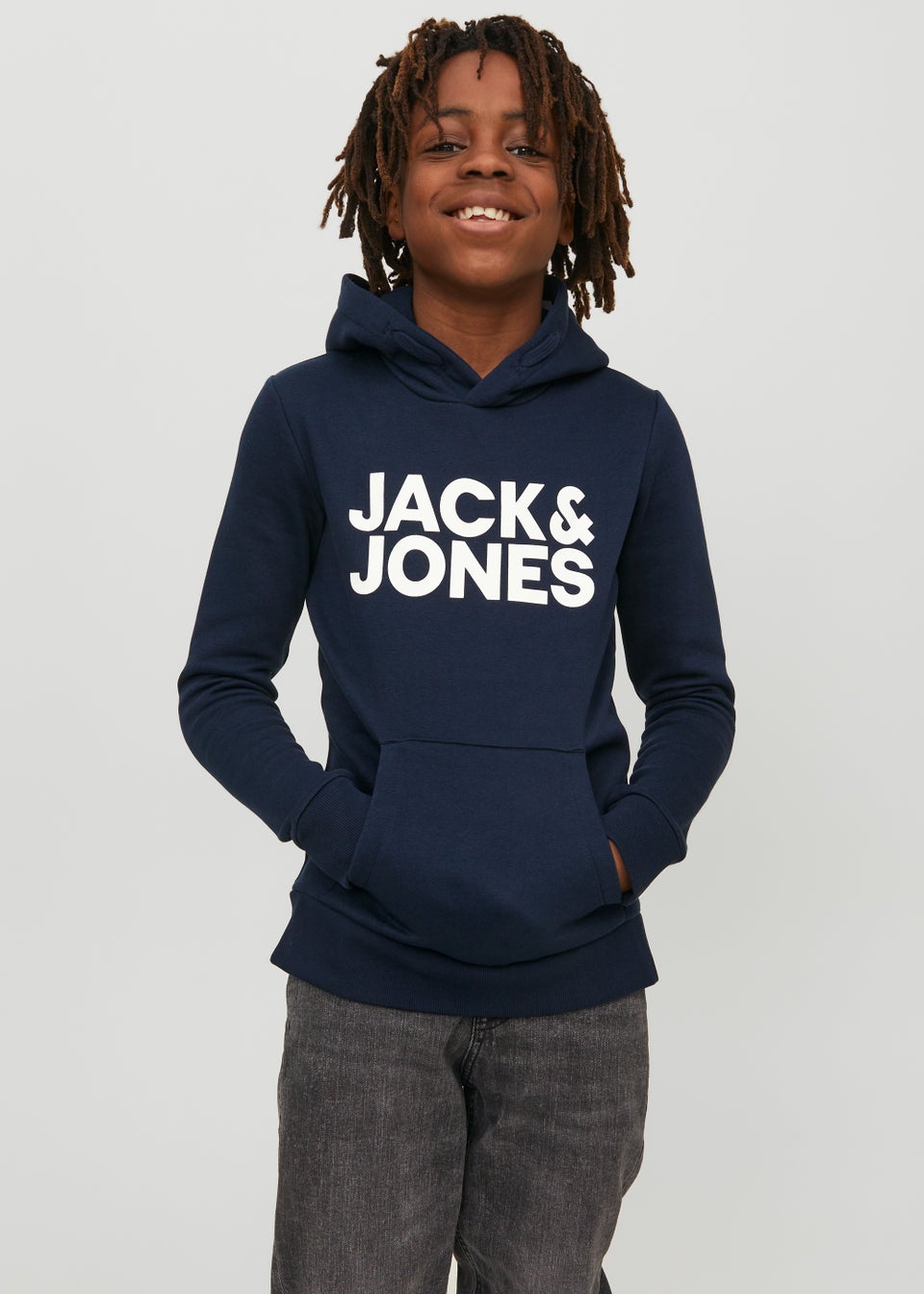 Jack & Jones Navy Pocket Front Logo Hoodie