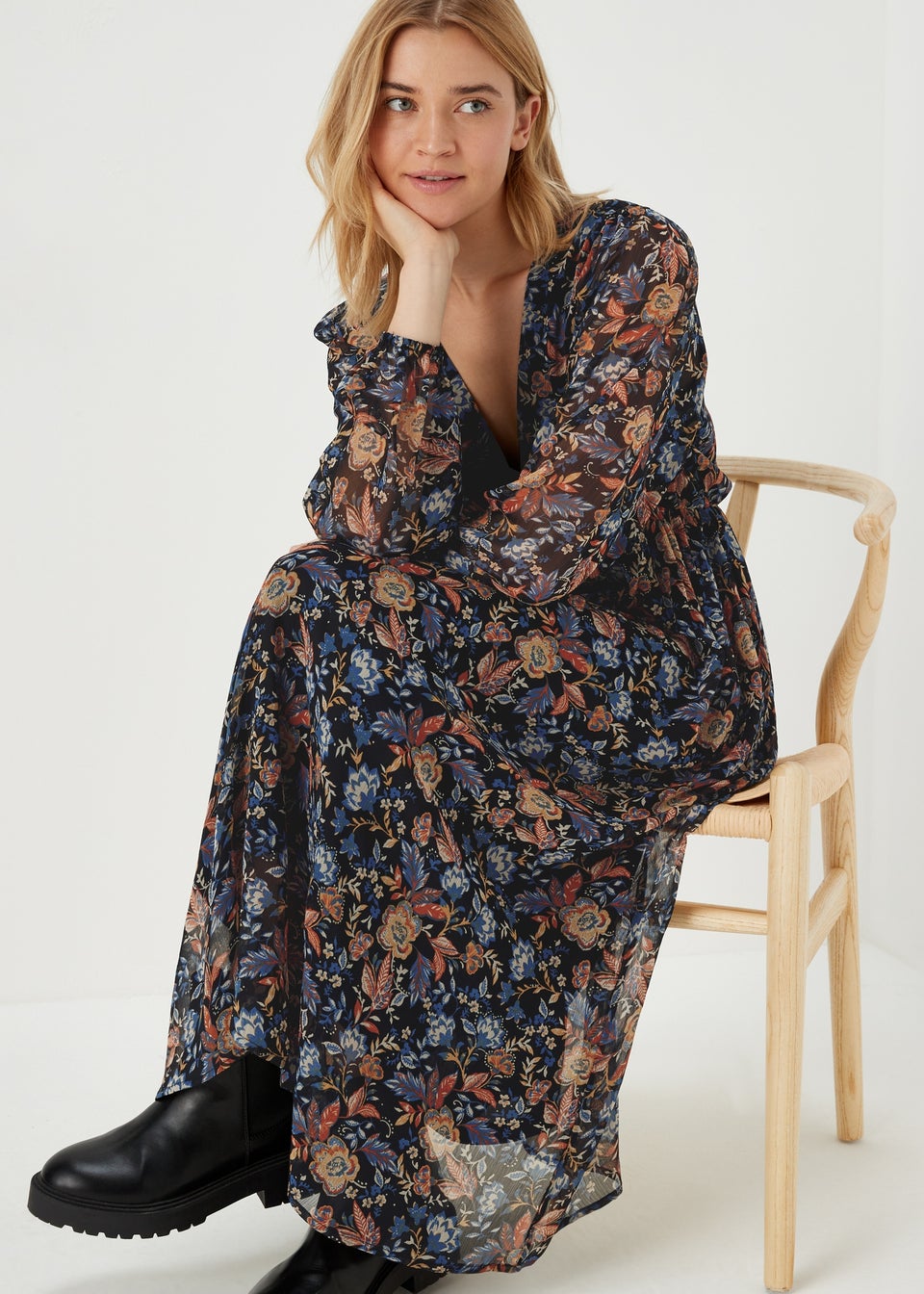 JDY Josie Multicoloured Floral Midi Dress