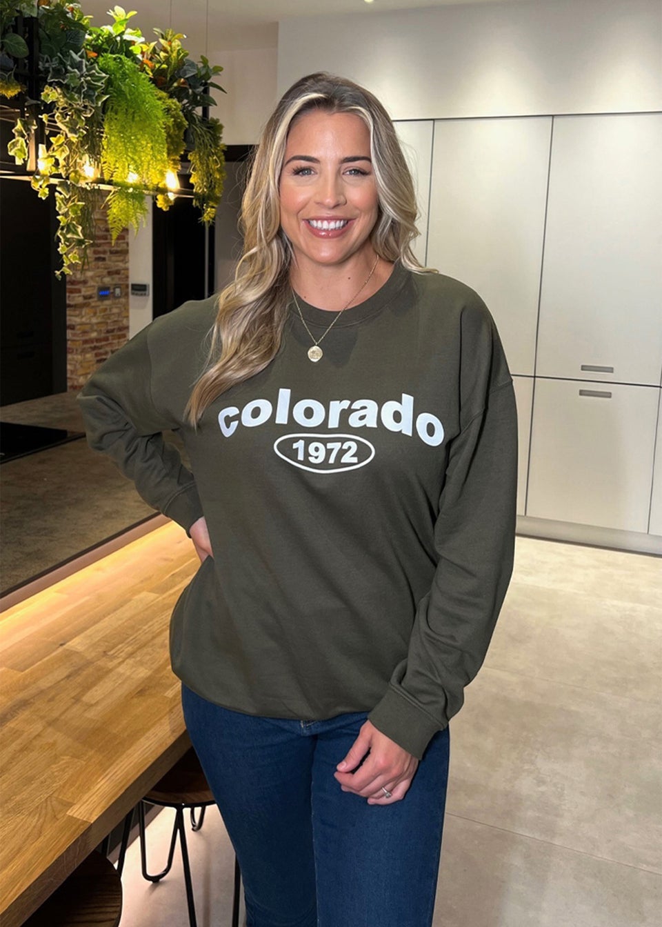 In the Style Gemma Atkinson Green Colorado Sweatshirt