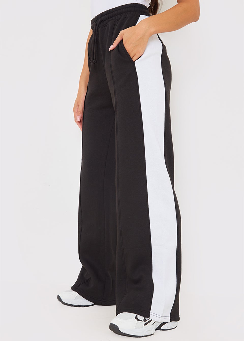 In the Style Gemma Atkinson Black Stripe Wide Leg Trousers