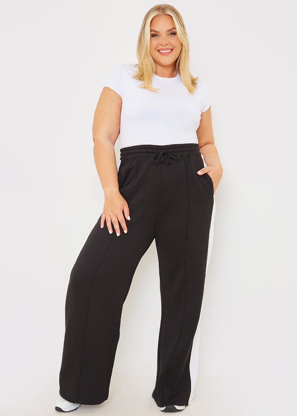 In the Style Gemma Atkinson Black Stripe Wide Leg Trousers
