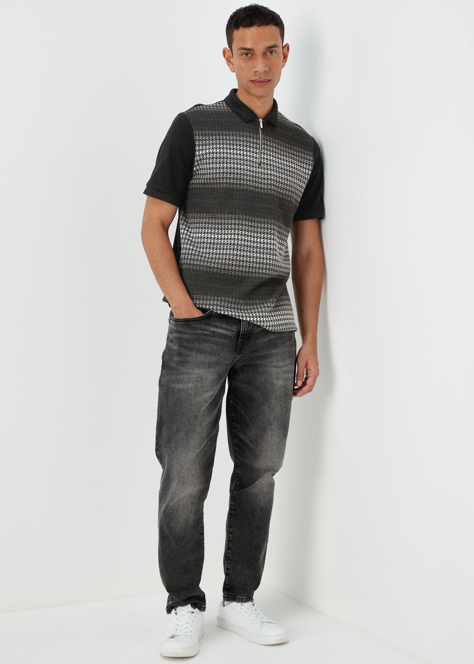 Black Check Smart Polo Shirt