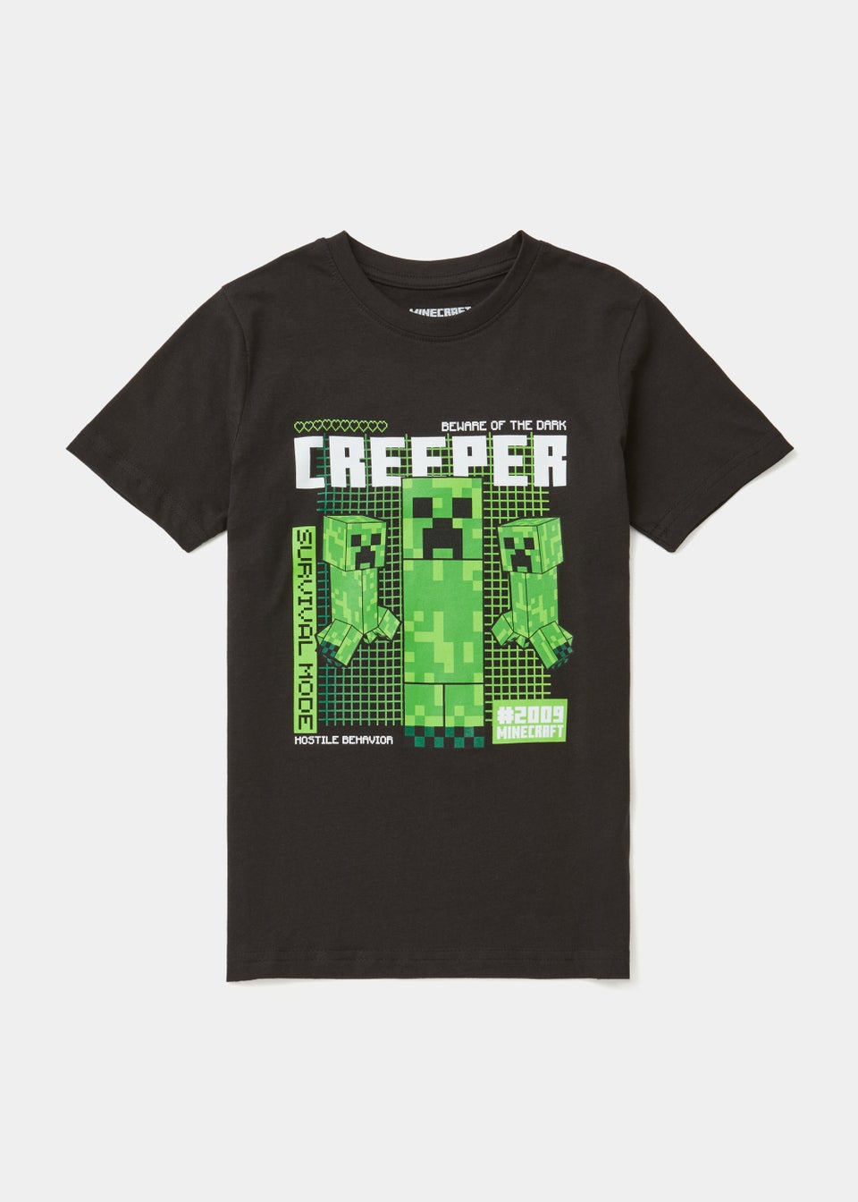 Kids Black Minecraft Creeper T-Shirt (5-12yrs)